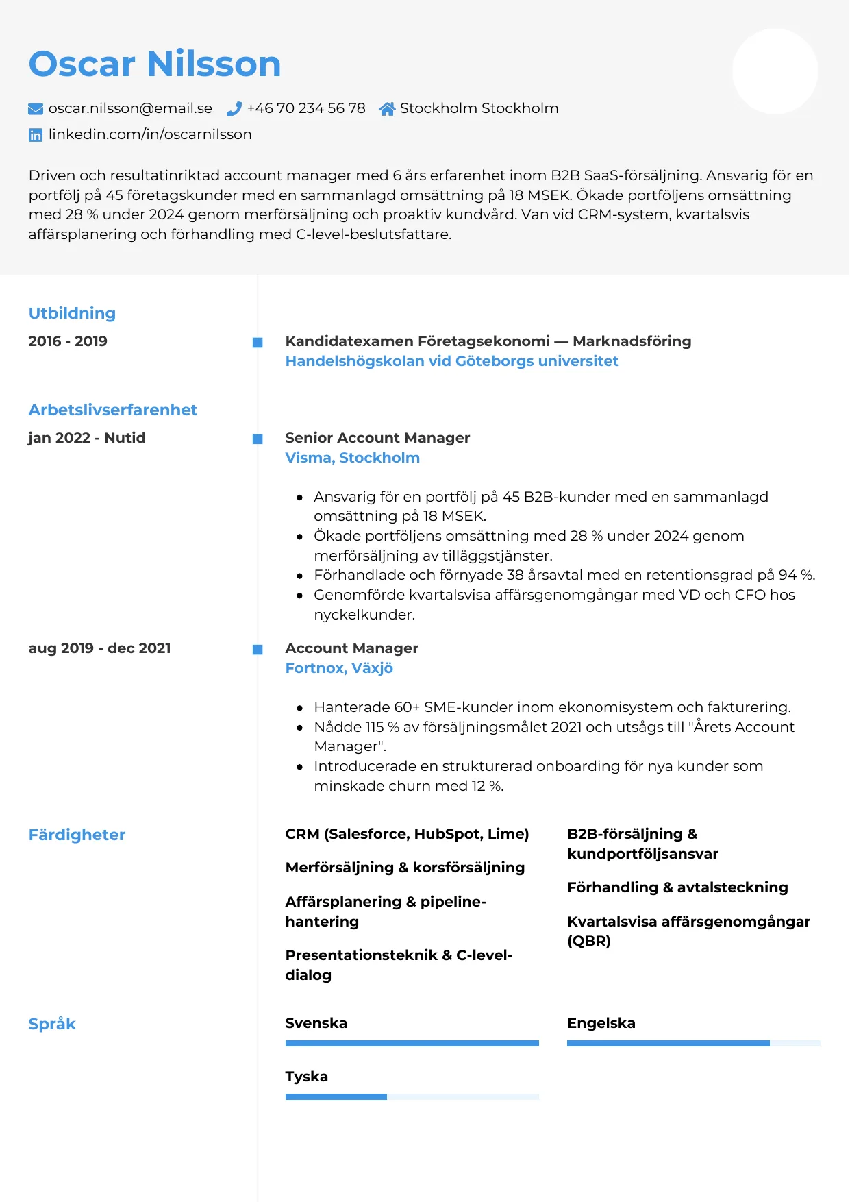 CV-mall Chrono — gratis CV-mall för din ansökan