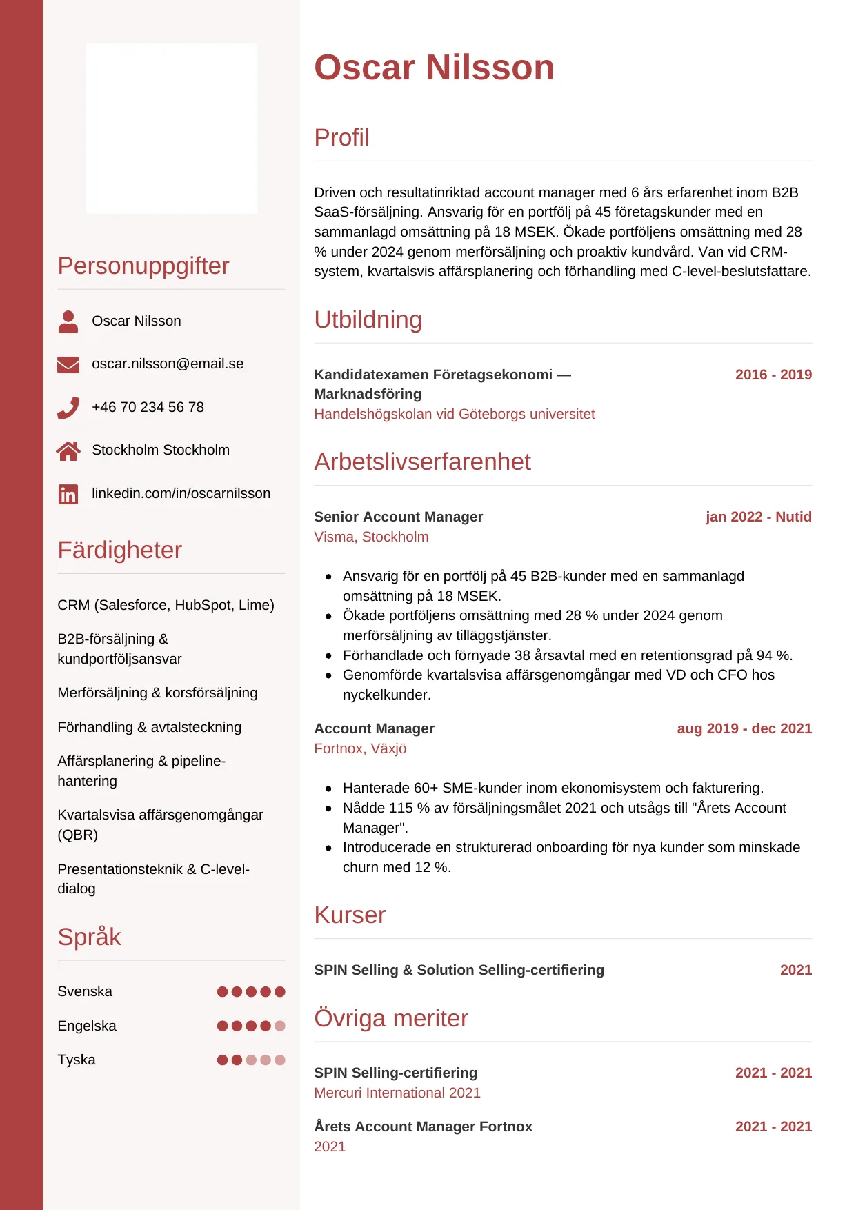 CV-mall Vertikal — gratis CV-mall för din ansökan