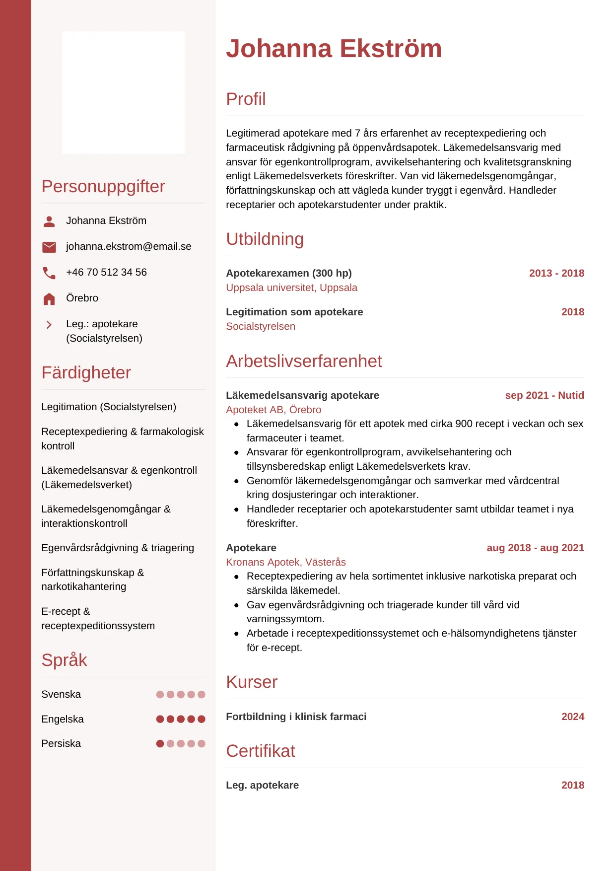 CV-mall Vertikal — gratis CV-mall för din ansökan