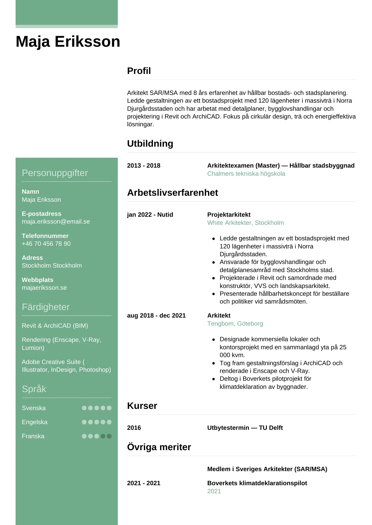 CV-mall Casual — gratis CV-mall för din ansökan