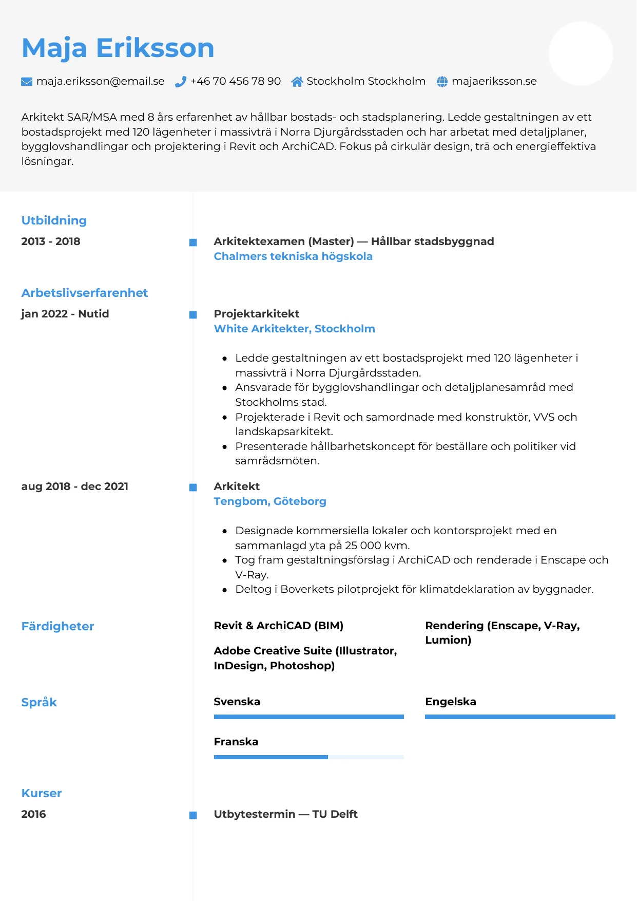 CV-mall Chrono — gratis CV-mall för din ansökan