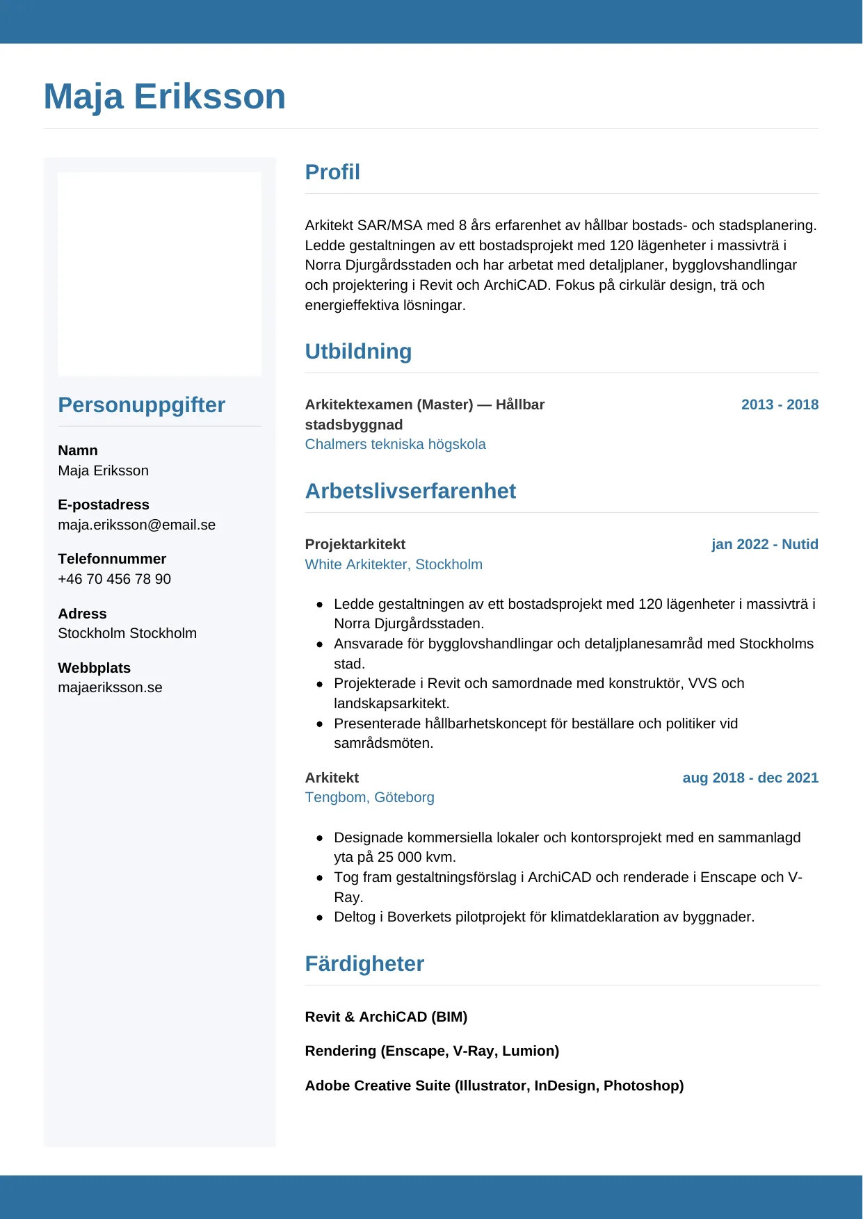 CV-mall Horisontell — gratis CV-mall för din ansökan