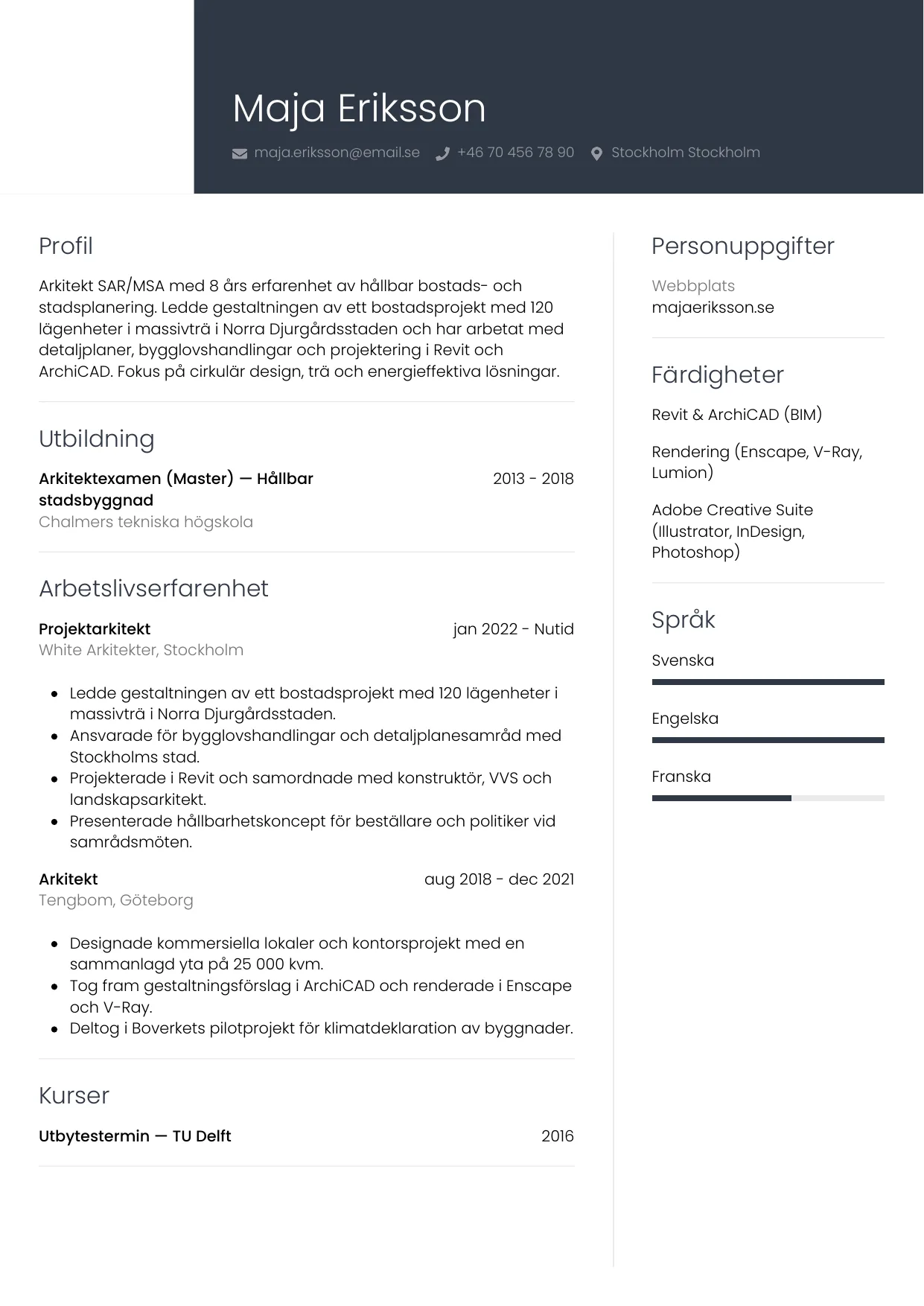 CV-mall Professionell — gratis CV-mall för din ansökan