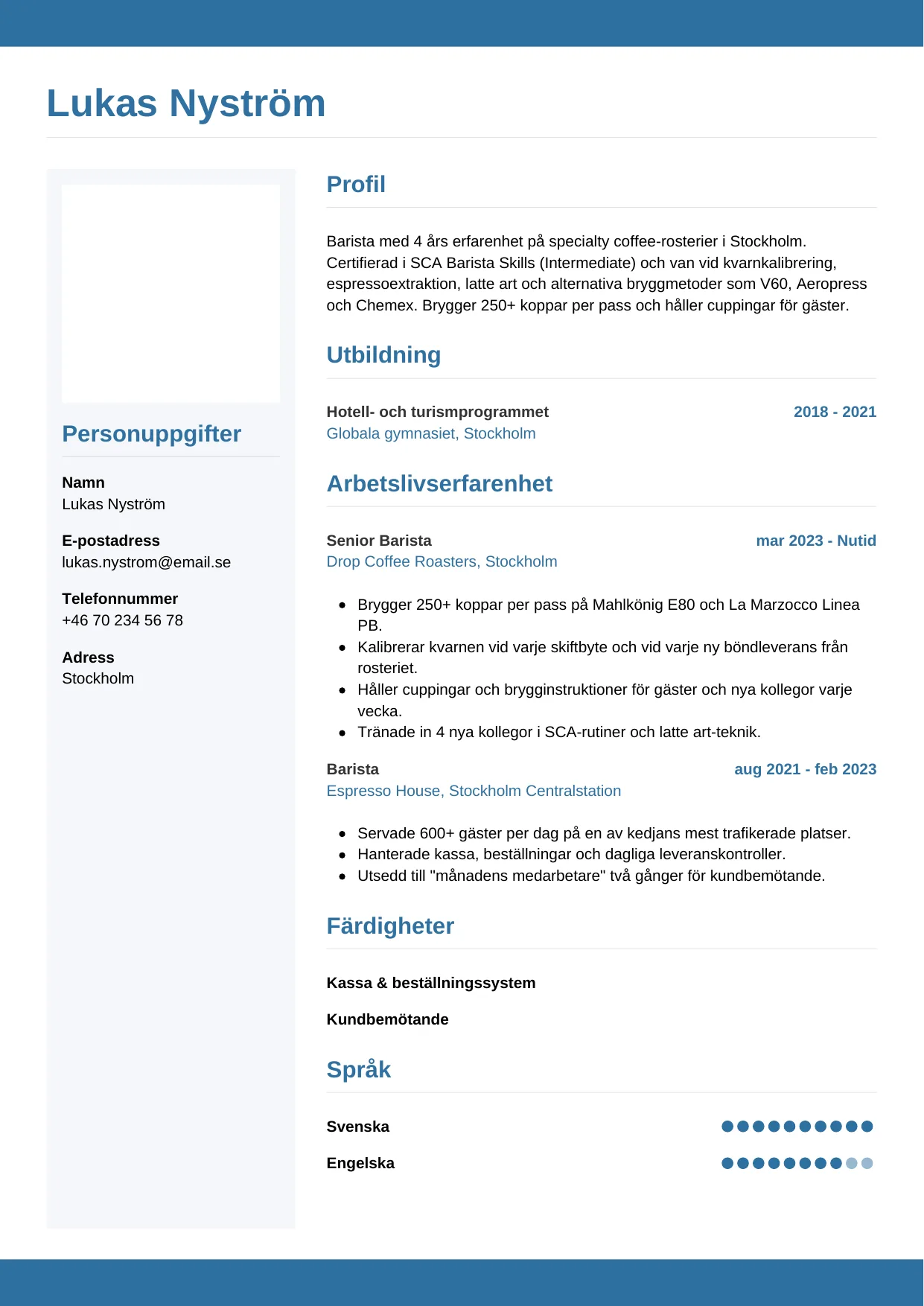 CV-mall Horisontell — gratis CV-mall för din ansökan