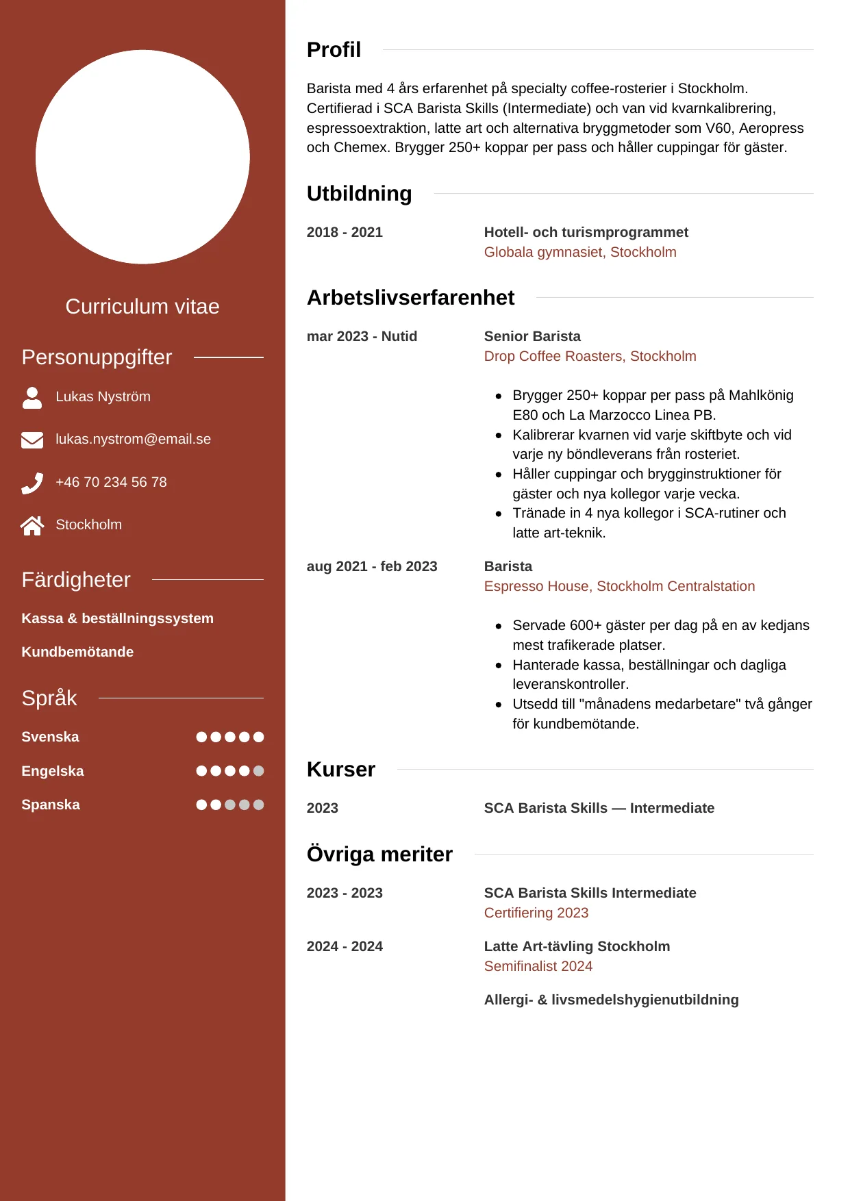 CV-mall Modern — gratis CV-mall för din ansökan