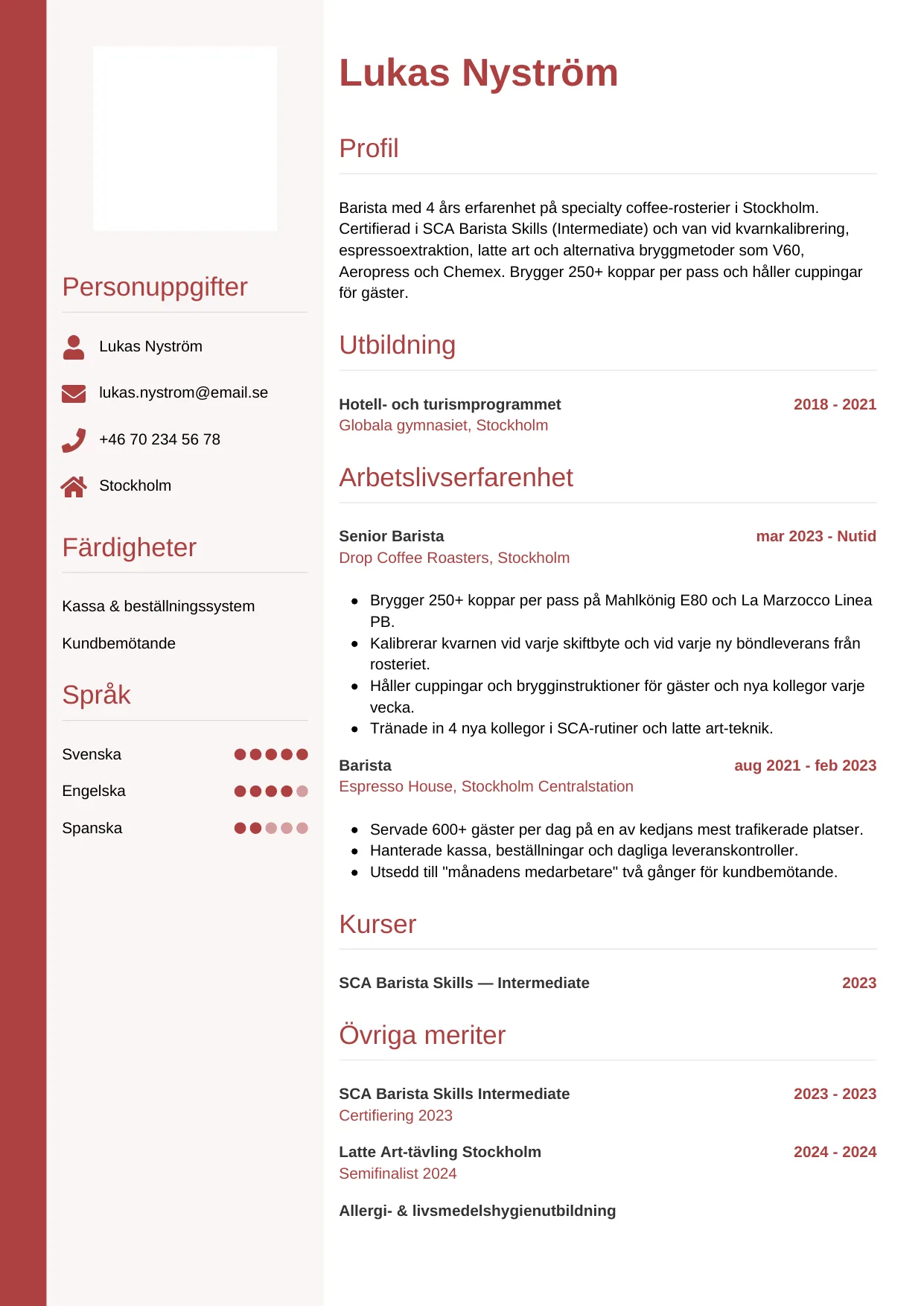 CV-mall Vertikal — gratis CV-mall för din ansökan