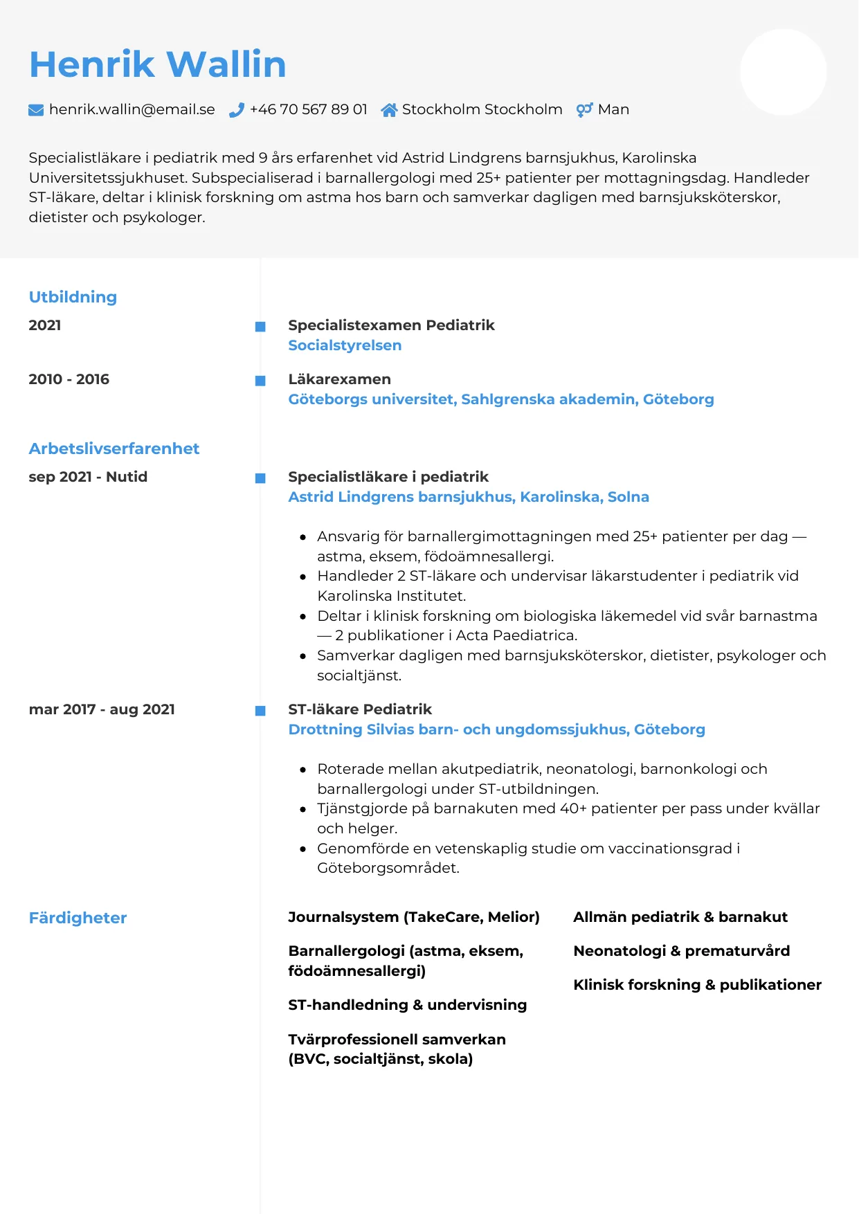 CV-mall Chrono — gratis CV-mall för din ansökan
