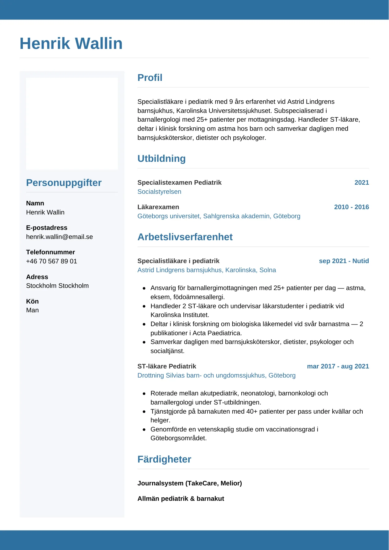 CV-mall Horisontell — gratis CV-mall för din ansökan