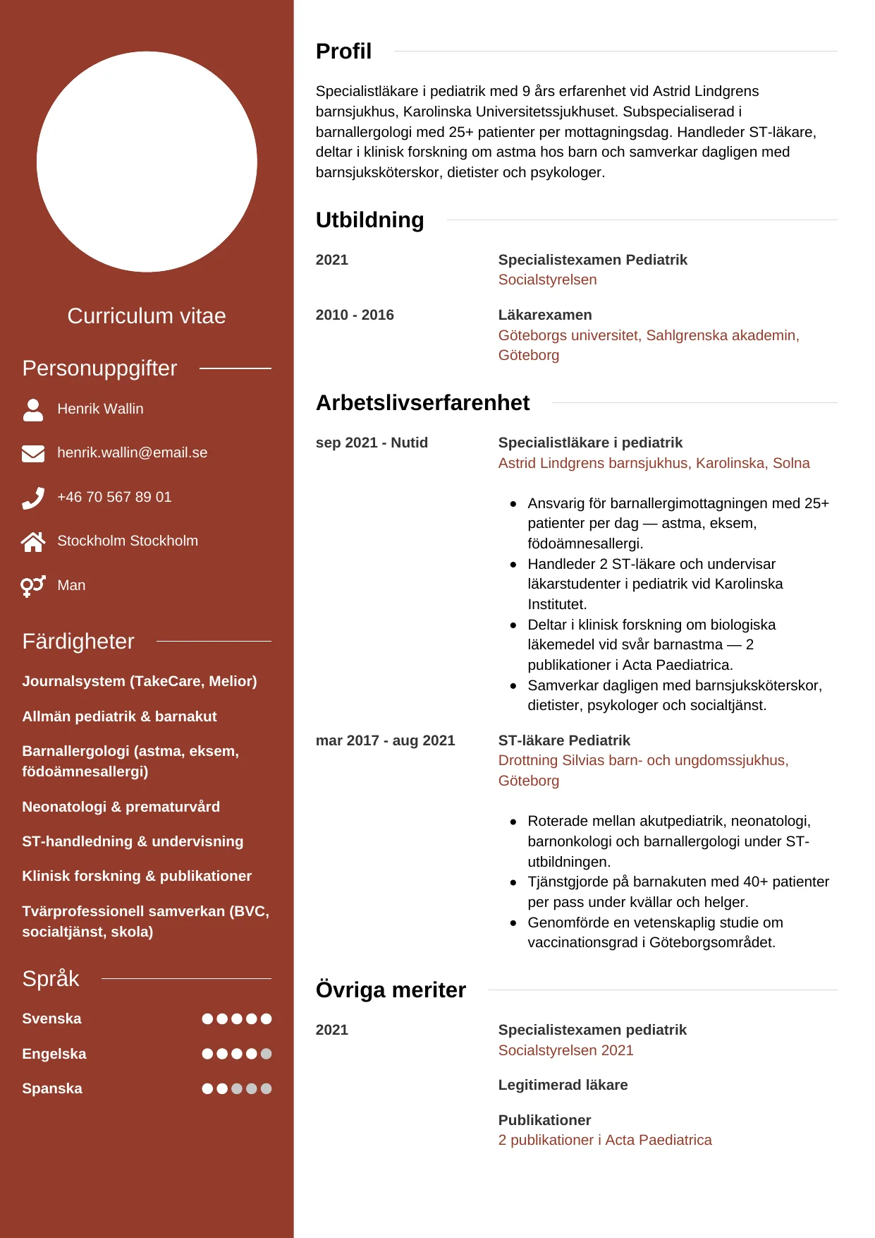 CV-mall Modern — gratis CV-mall för din ansökan