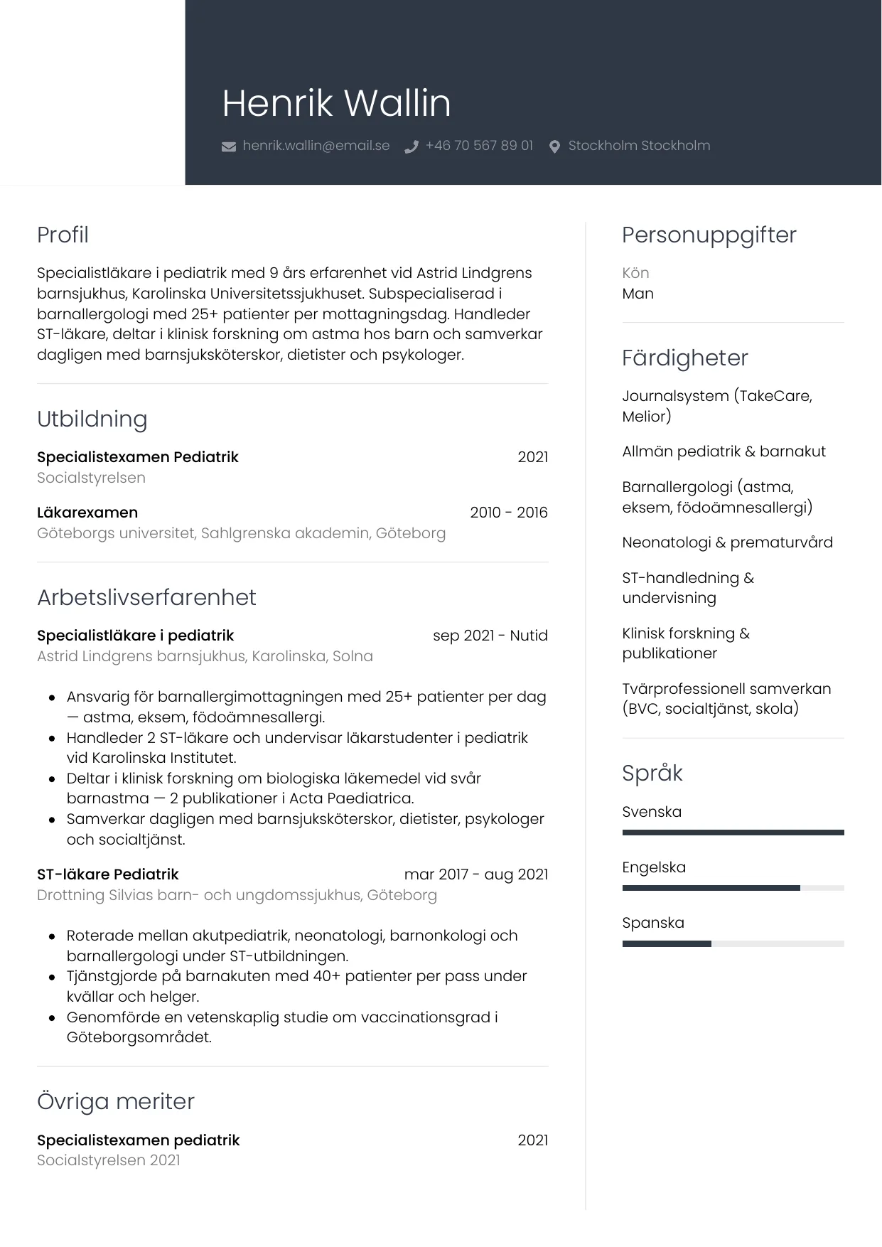 CV-mall Professionell — gratis CV-mall för din ansökan