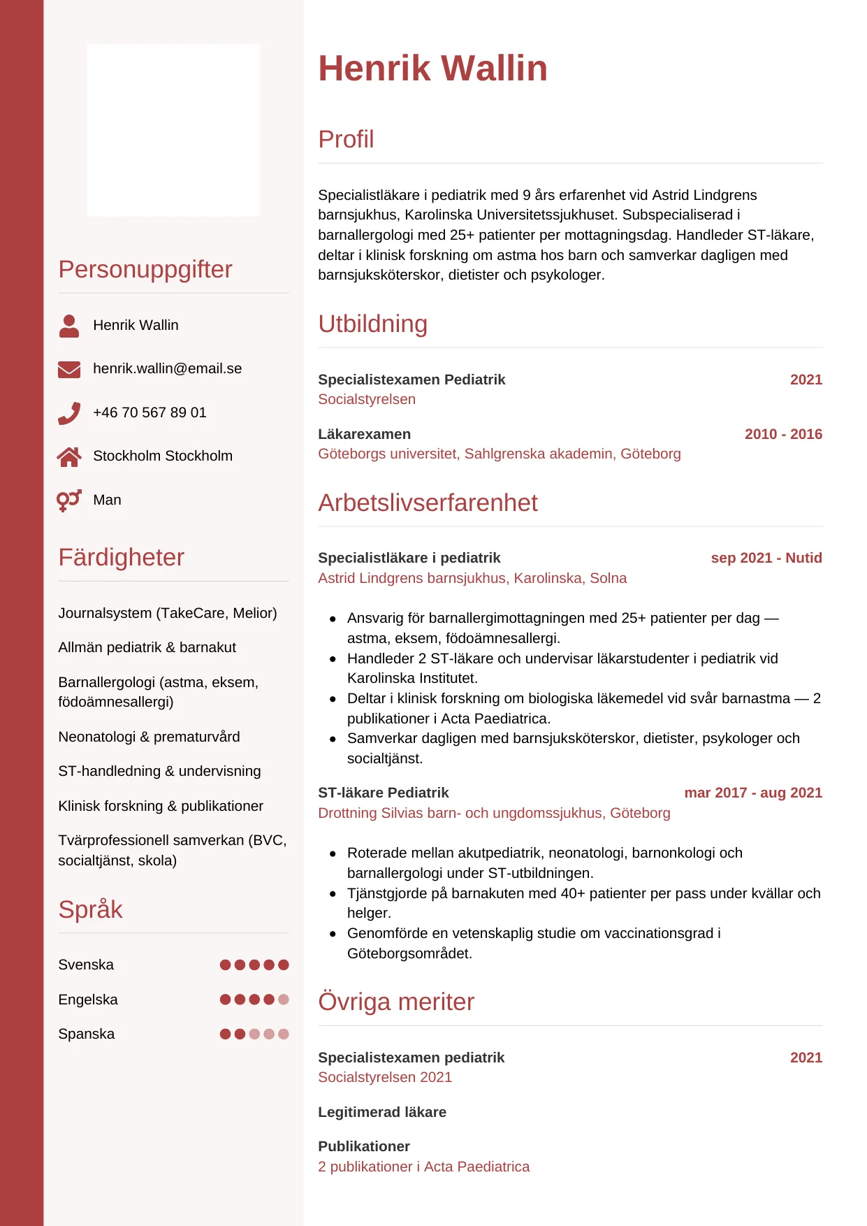 CV-mall Vertikal — gratis CV-mall för din ansökan