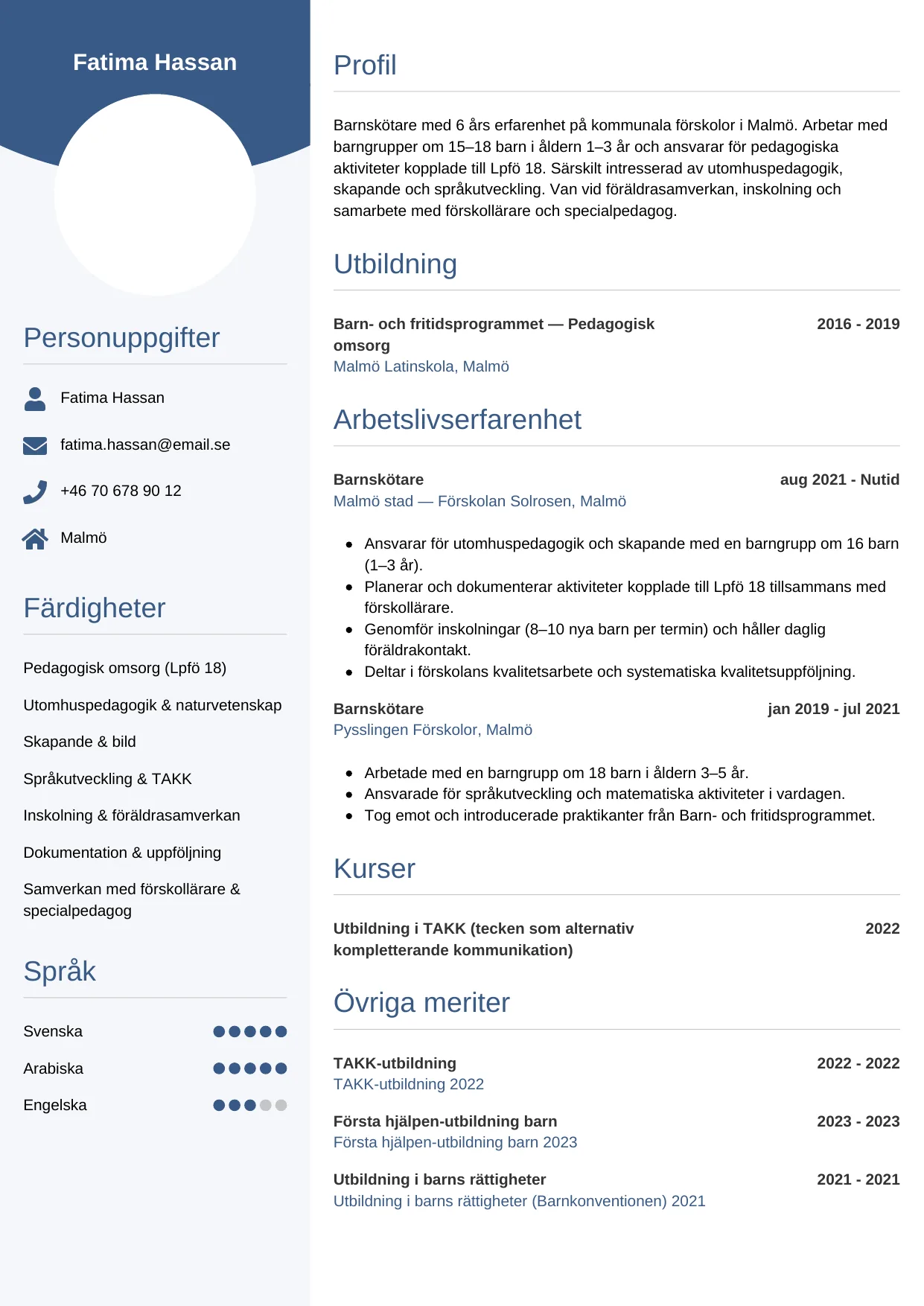 CV-mall Cirkulär — gratis CV-mall för din ansökan