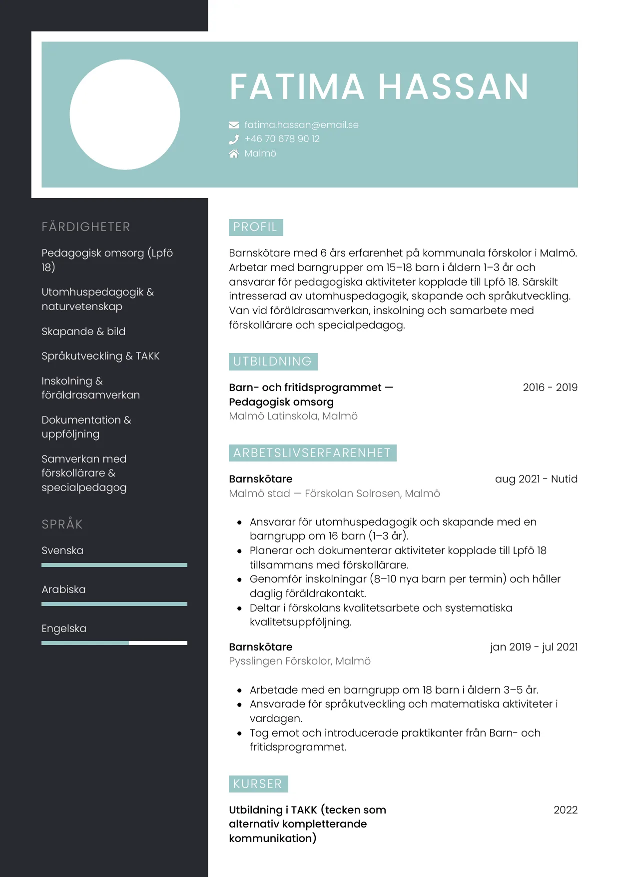 CV-mall Elegant — gratis CV-mall för din ansökan