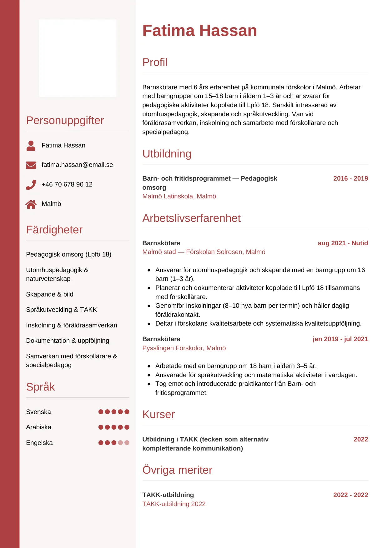 CV-mall Vertikal — gratis CV-mall för din ansökan