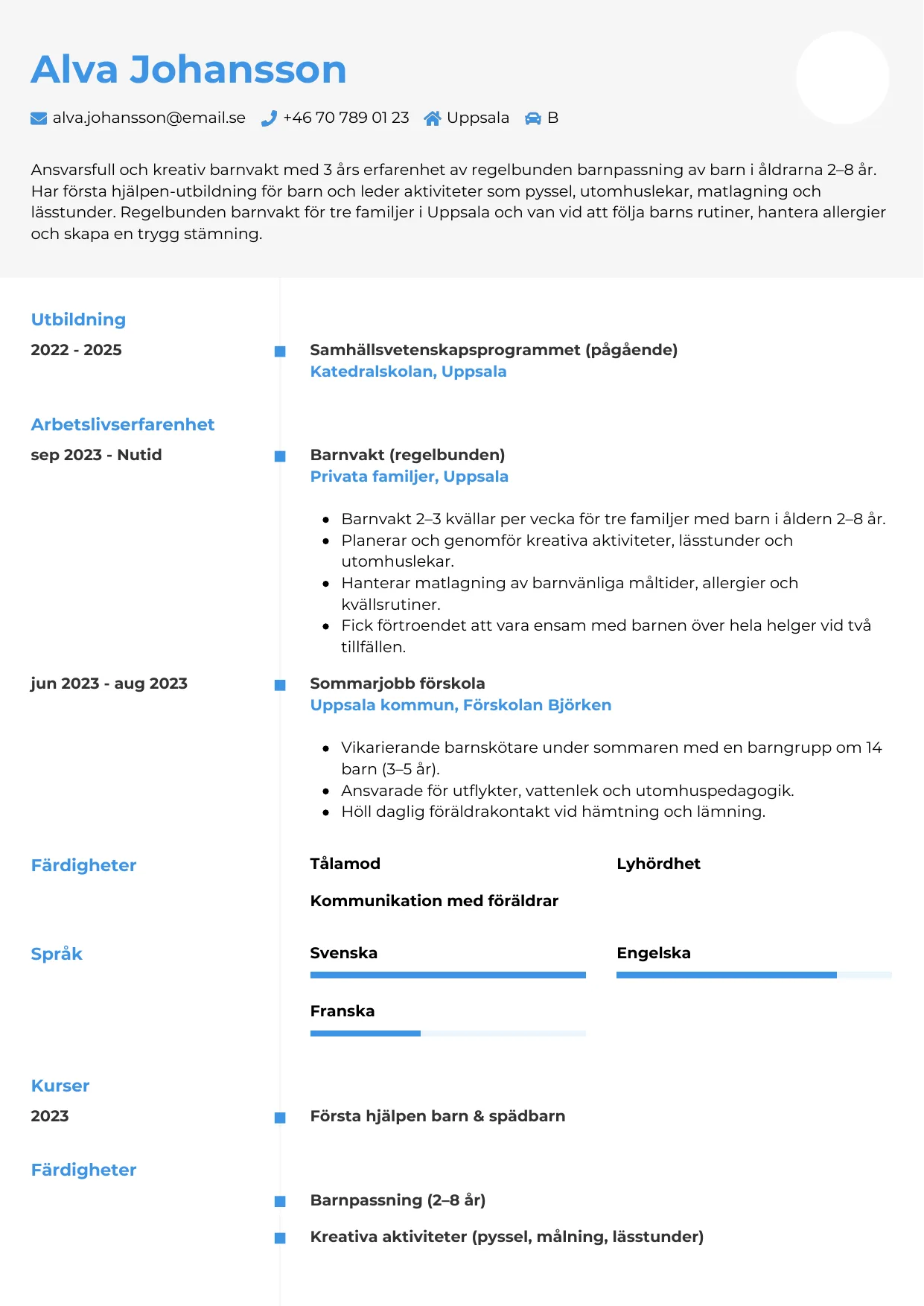 CV-mall Chrono — gratis CV-mall för din ansökan