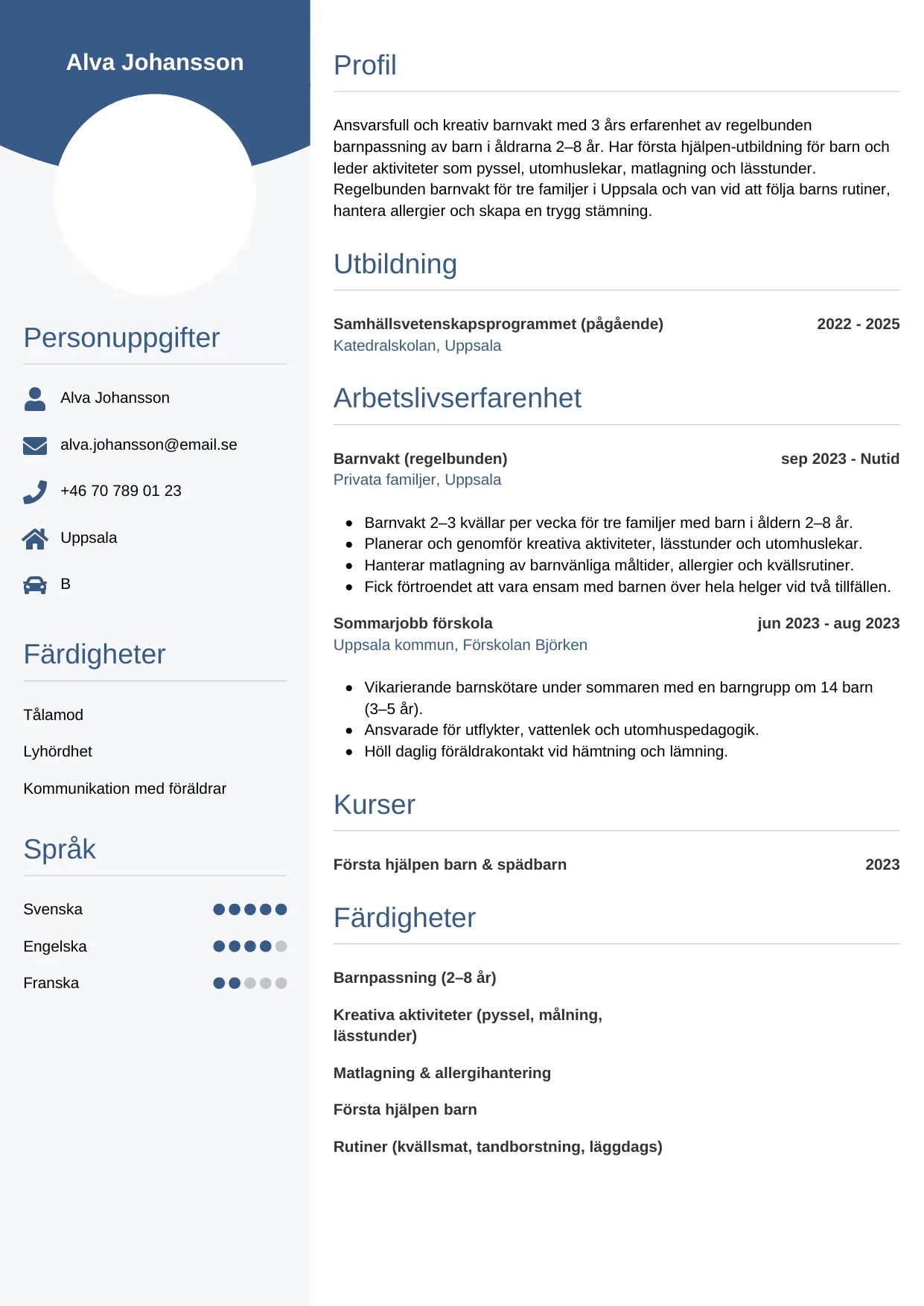 CV-mall Cirkulär — gratis CV-mall för din ansökan