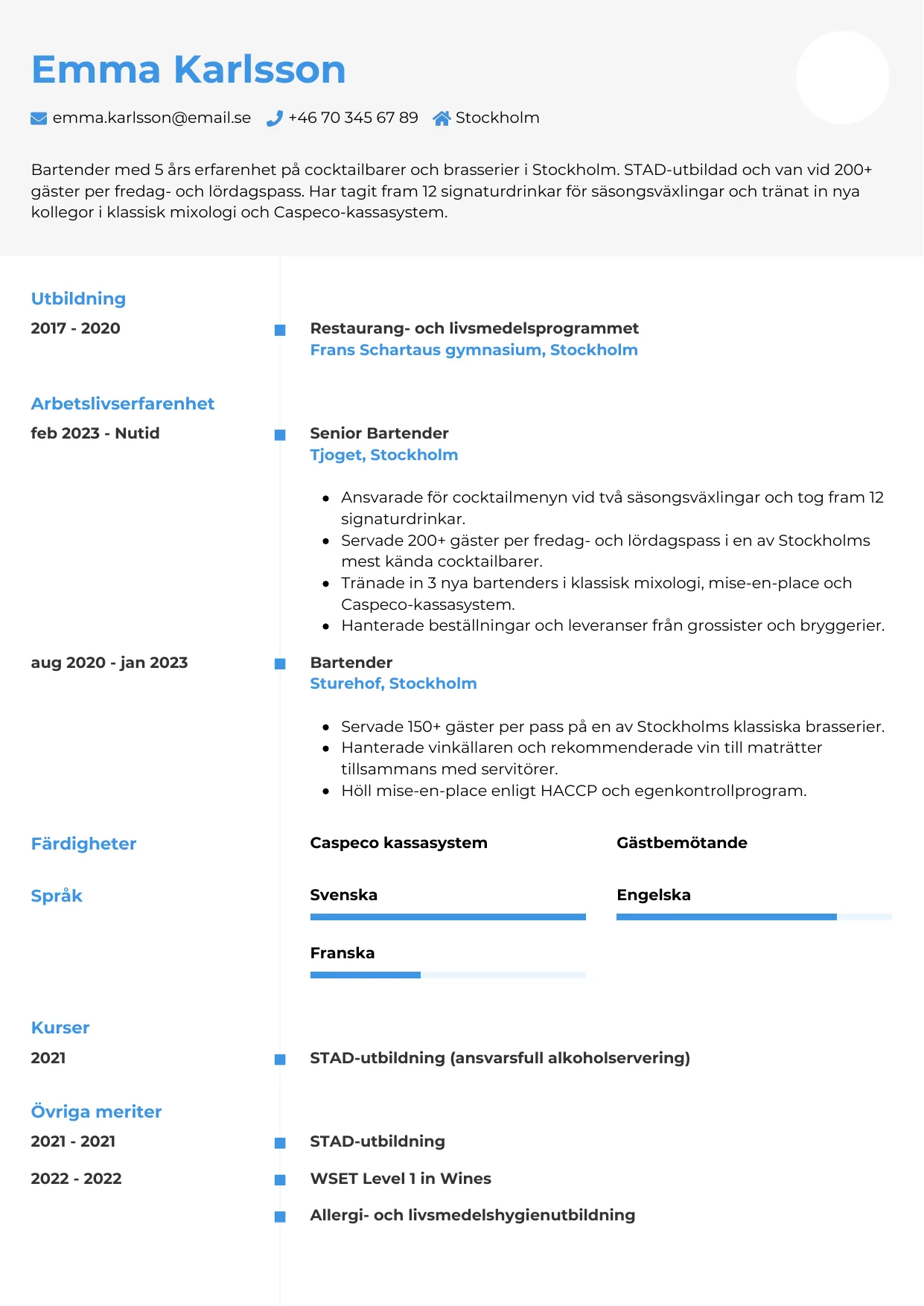 CV-mall Chrono — gratis CV-mall för din ansökan