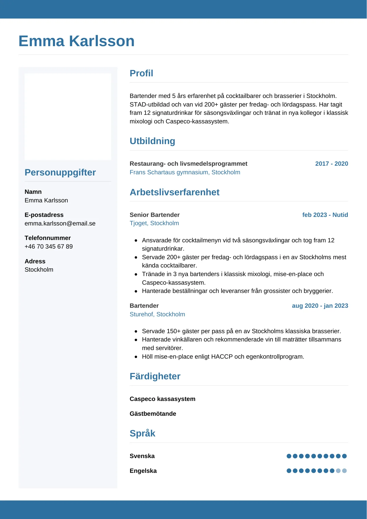 CV-mall Horisontell — gratis CV-mall för din ansökan