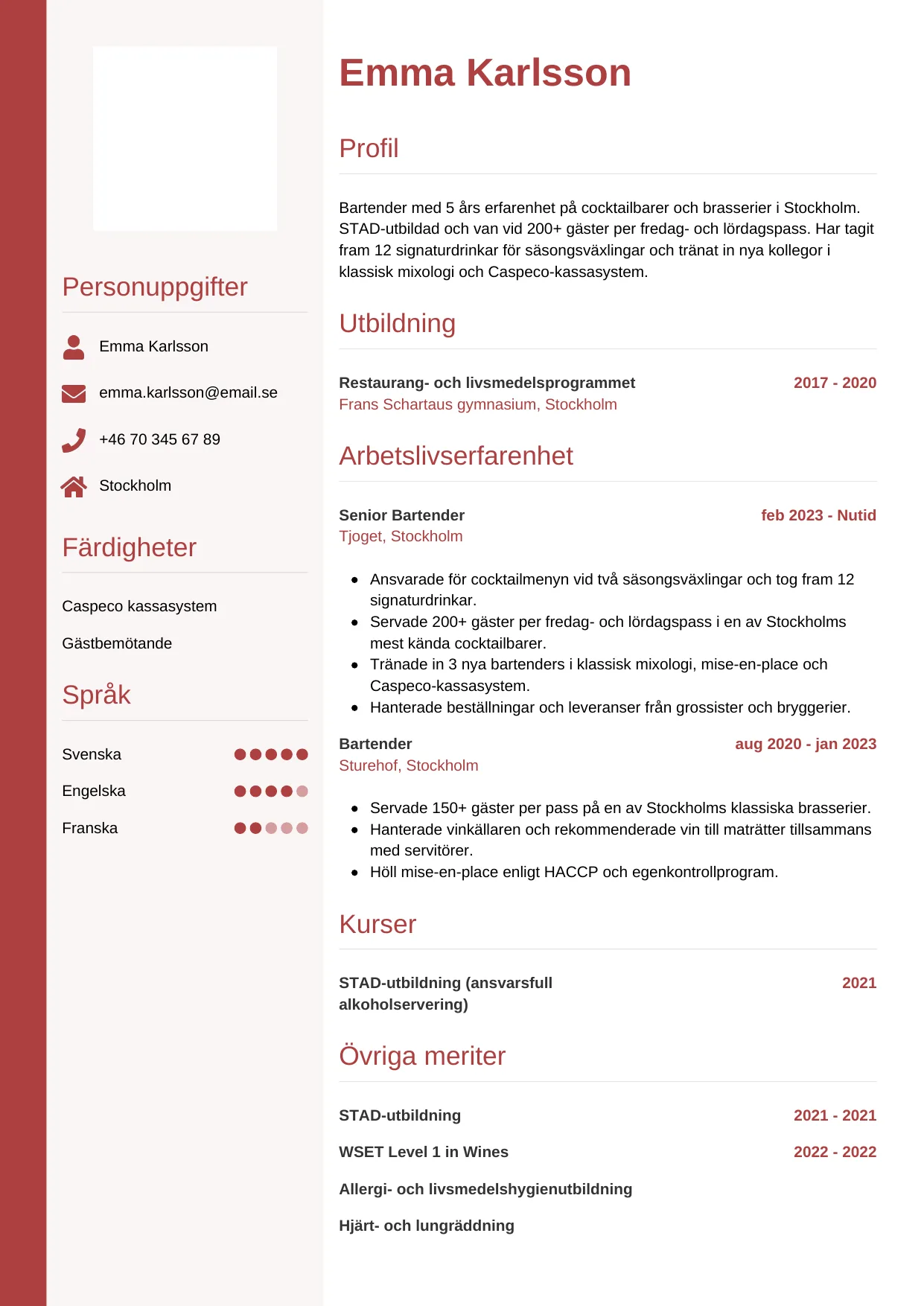 CV-mall Vertikal — gratis CV-mall för din ansökan