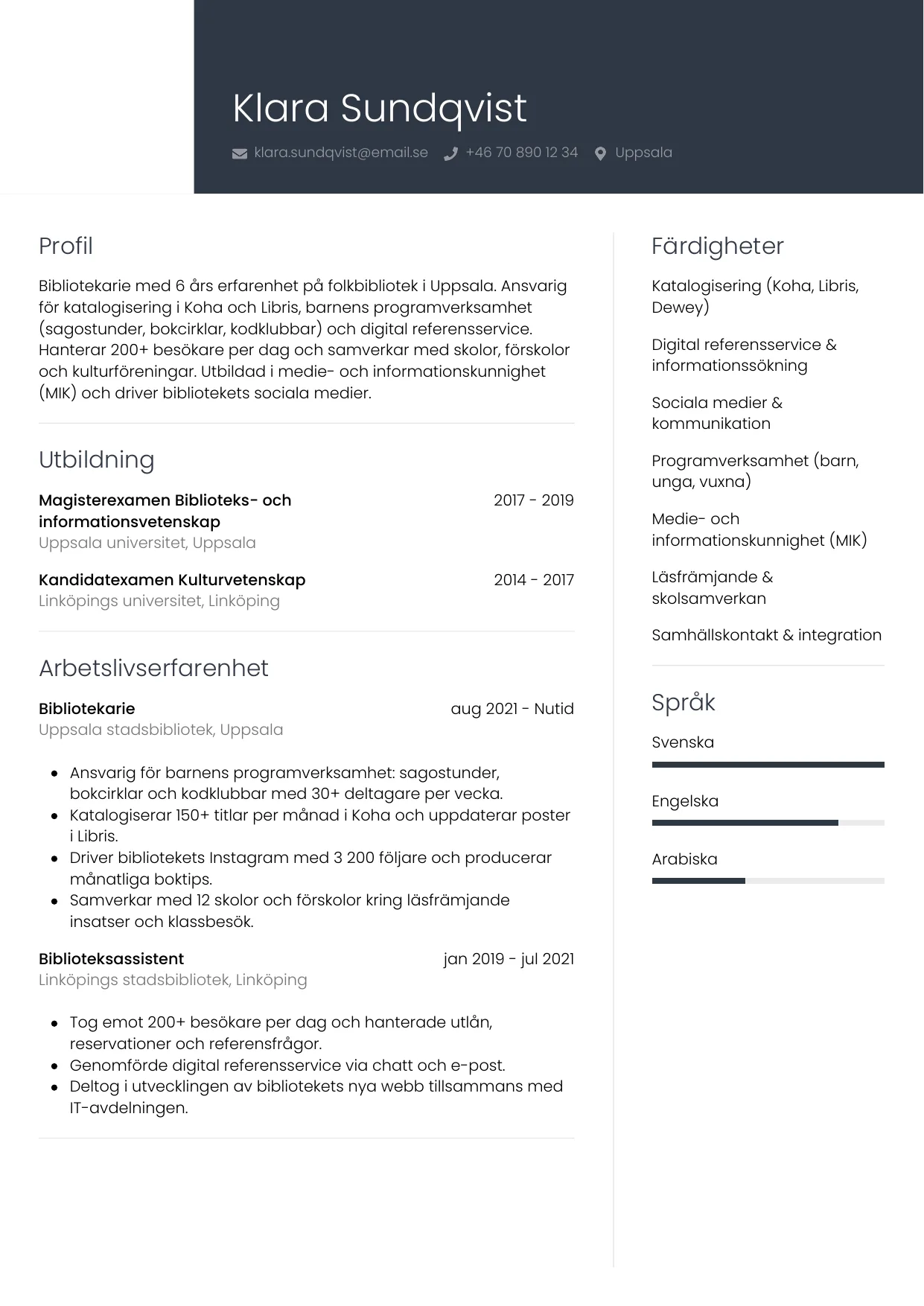 CV-mall Professionell — gratis CV-mall för din ansökan