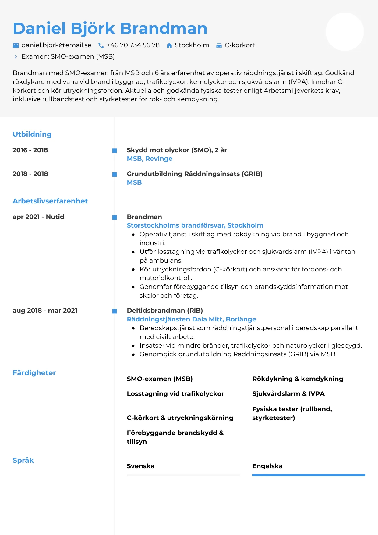 CV-mall Chrono — gratis CV-mall för din ansökan