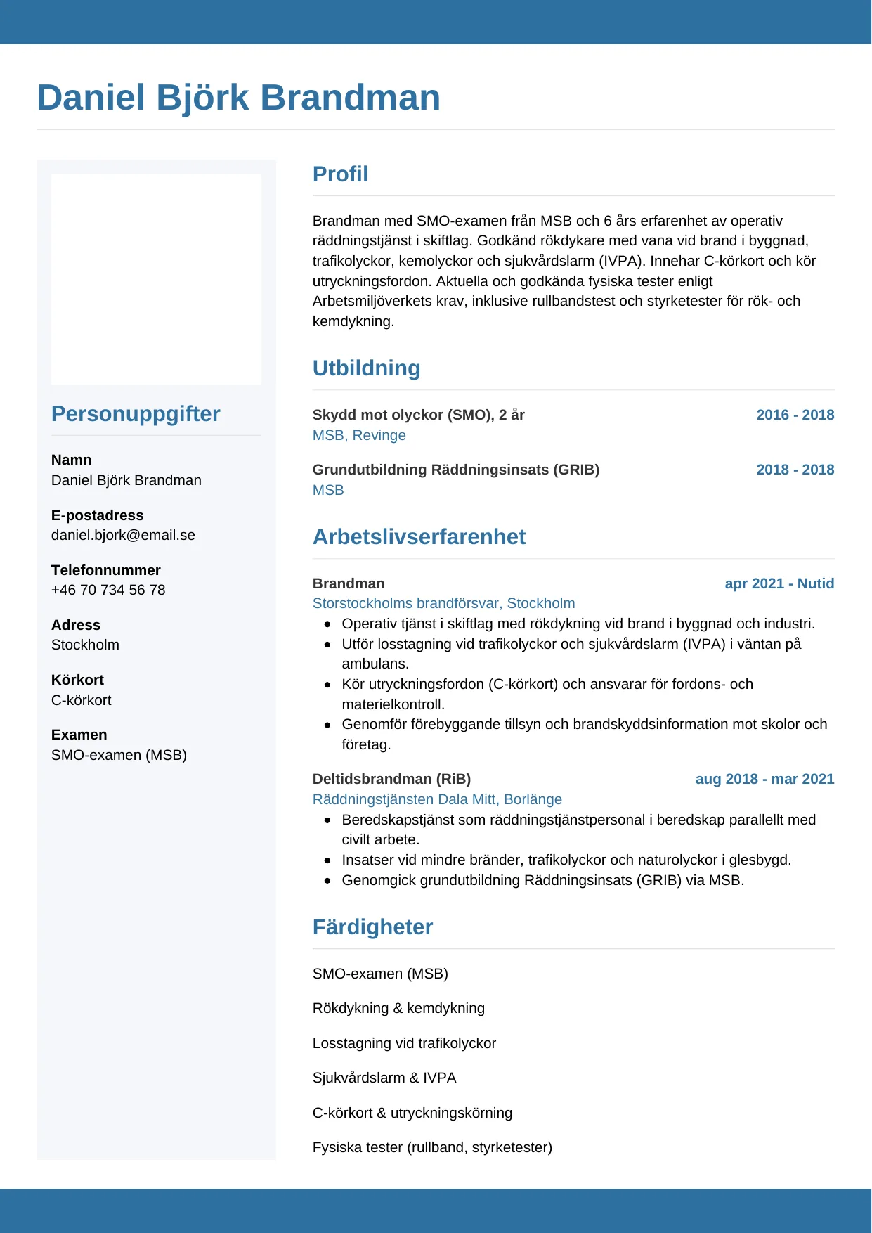 CV-mall Horisontell — gratis CV-mall för din ansökan