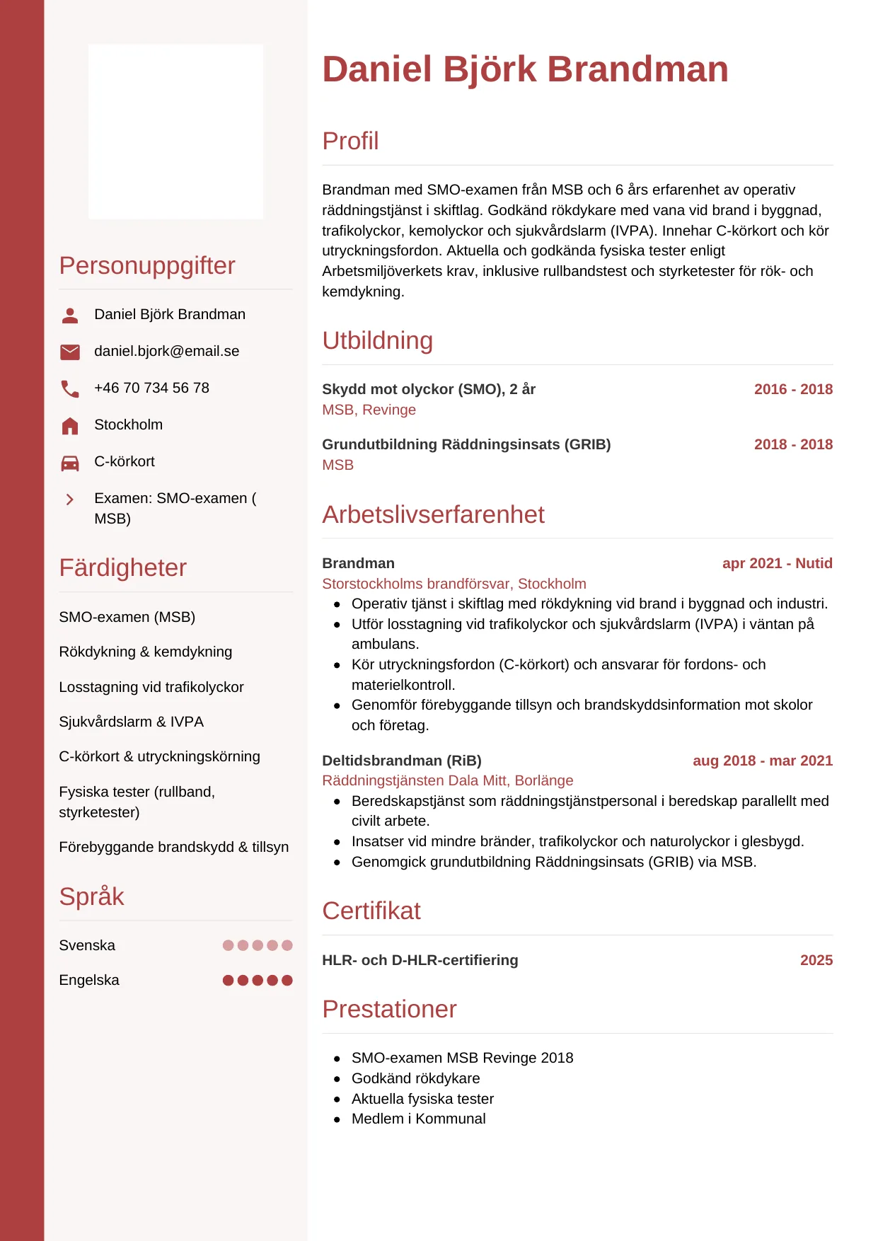 CV-mall Vertikal — gratis CV-mall för din ansökan