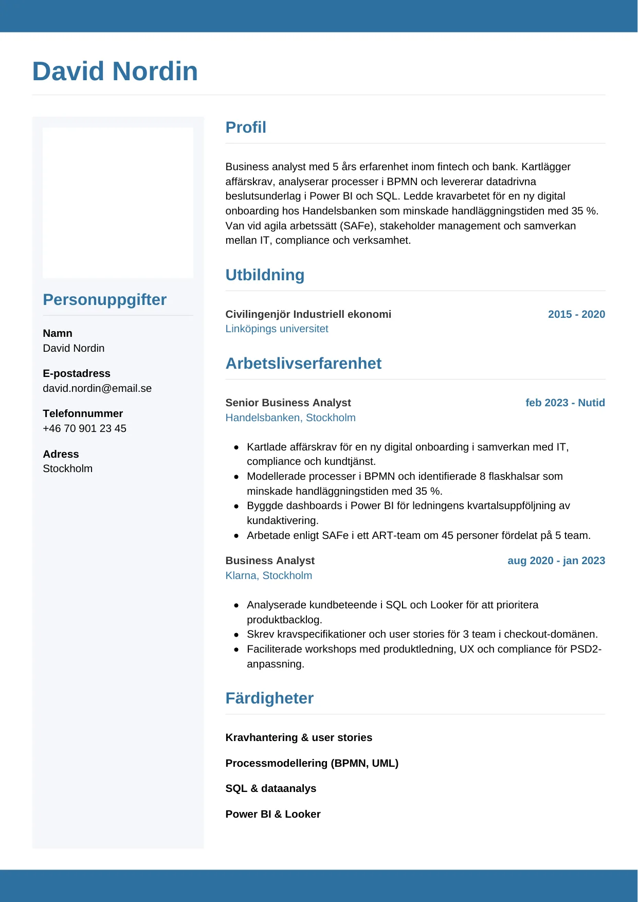 CV-mall Horisontell — gratis CV-mall för din ansökan