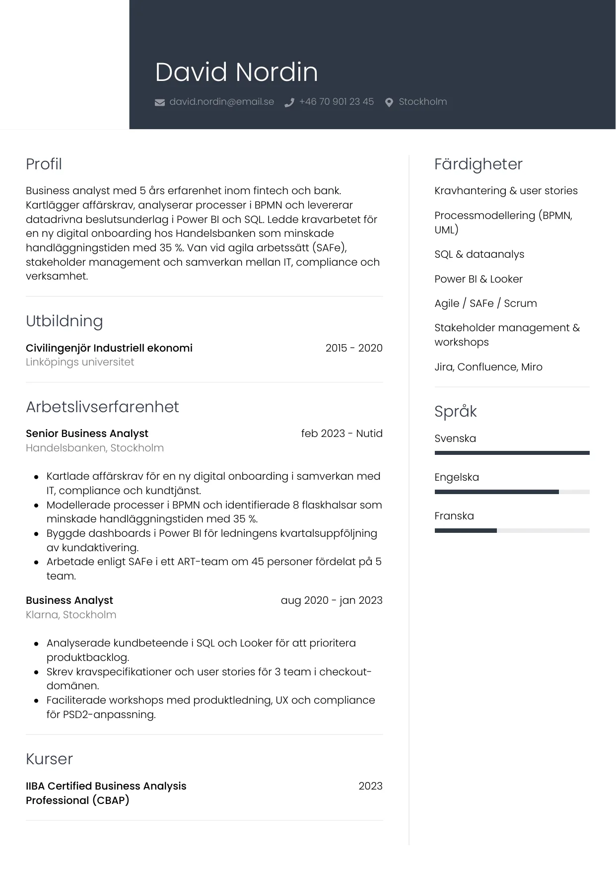 CV-mall Professionell — gratis CV-mall för din ansökan