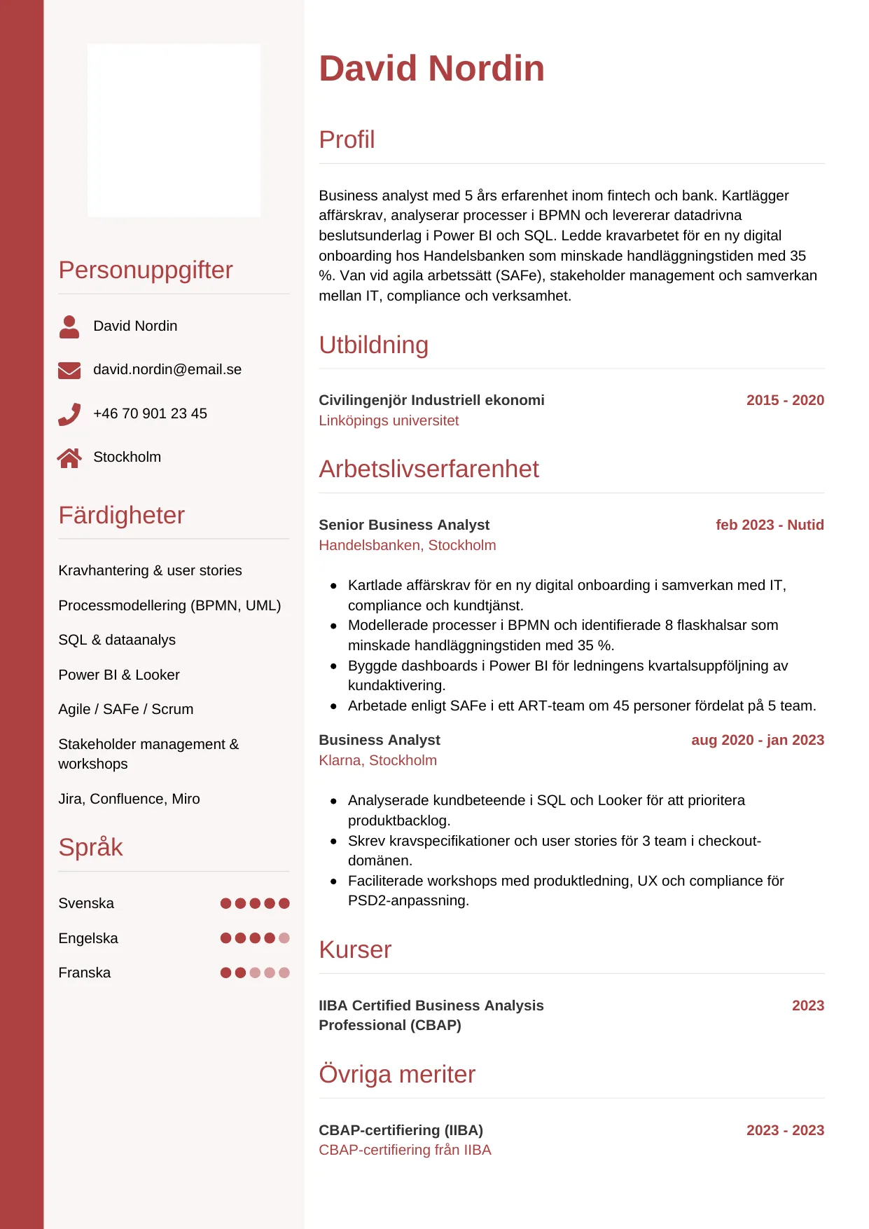 CV-mall Vertikal — gratis CV-mall för din ansökan