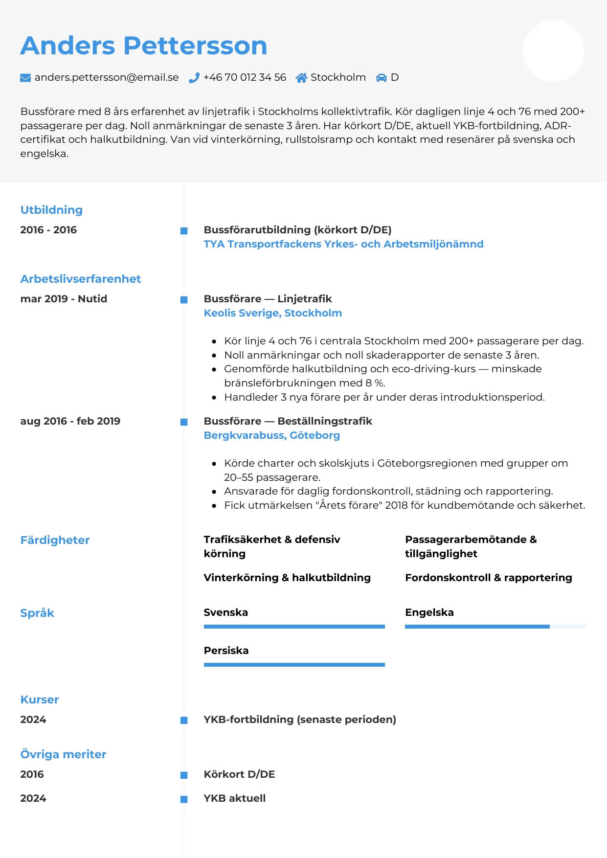 CV-mall Chrono — gratis CV-mall för din ansökan