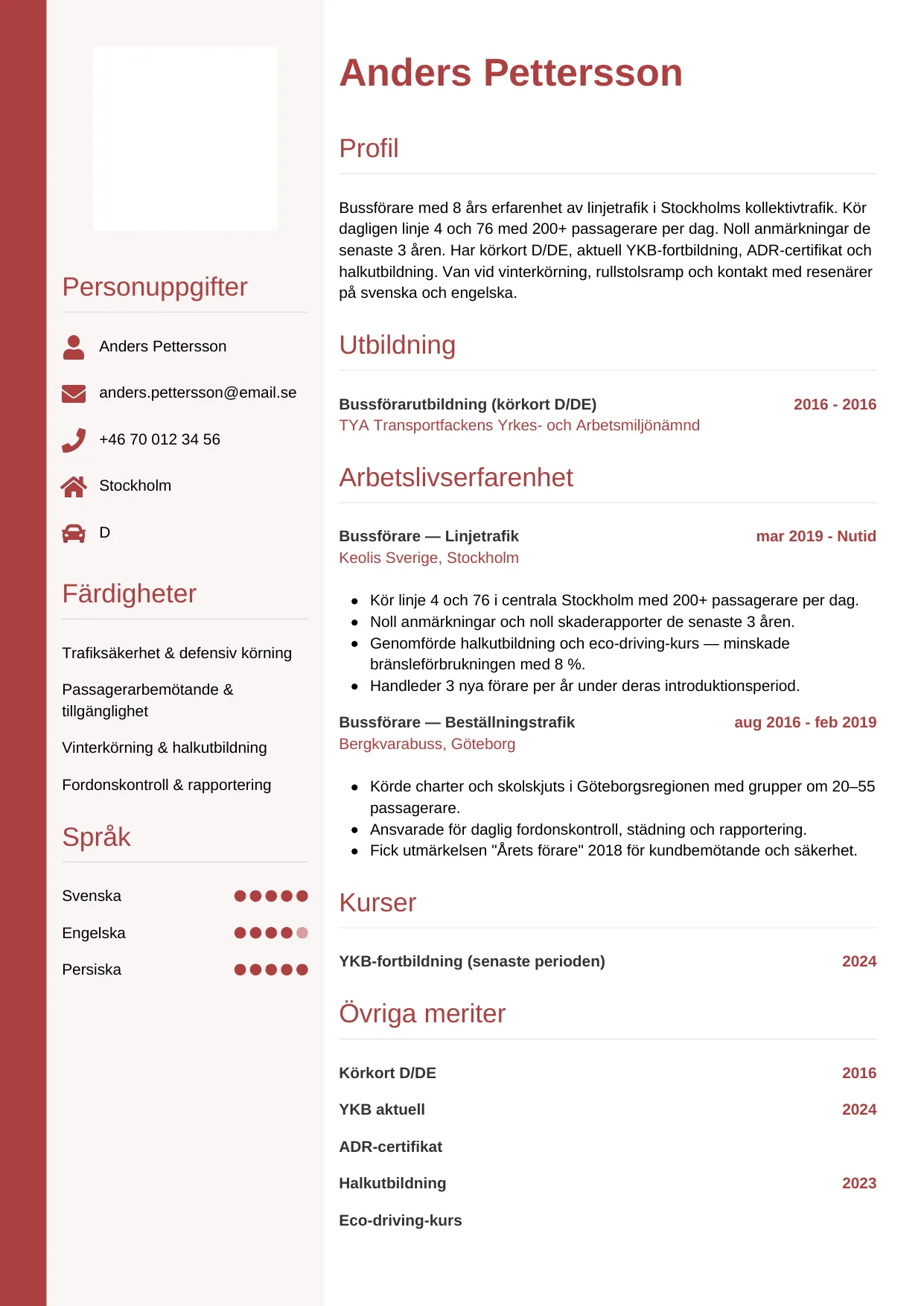 CV-mall Vertikal — gratis CV-mall för din ansökan