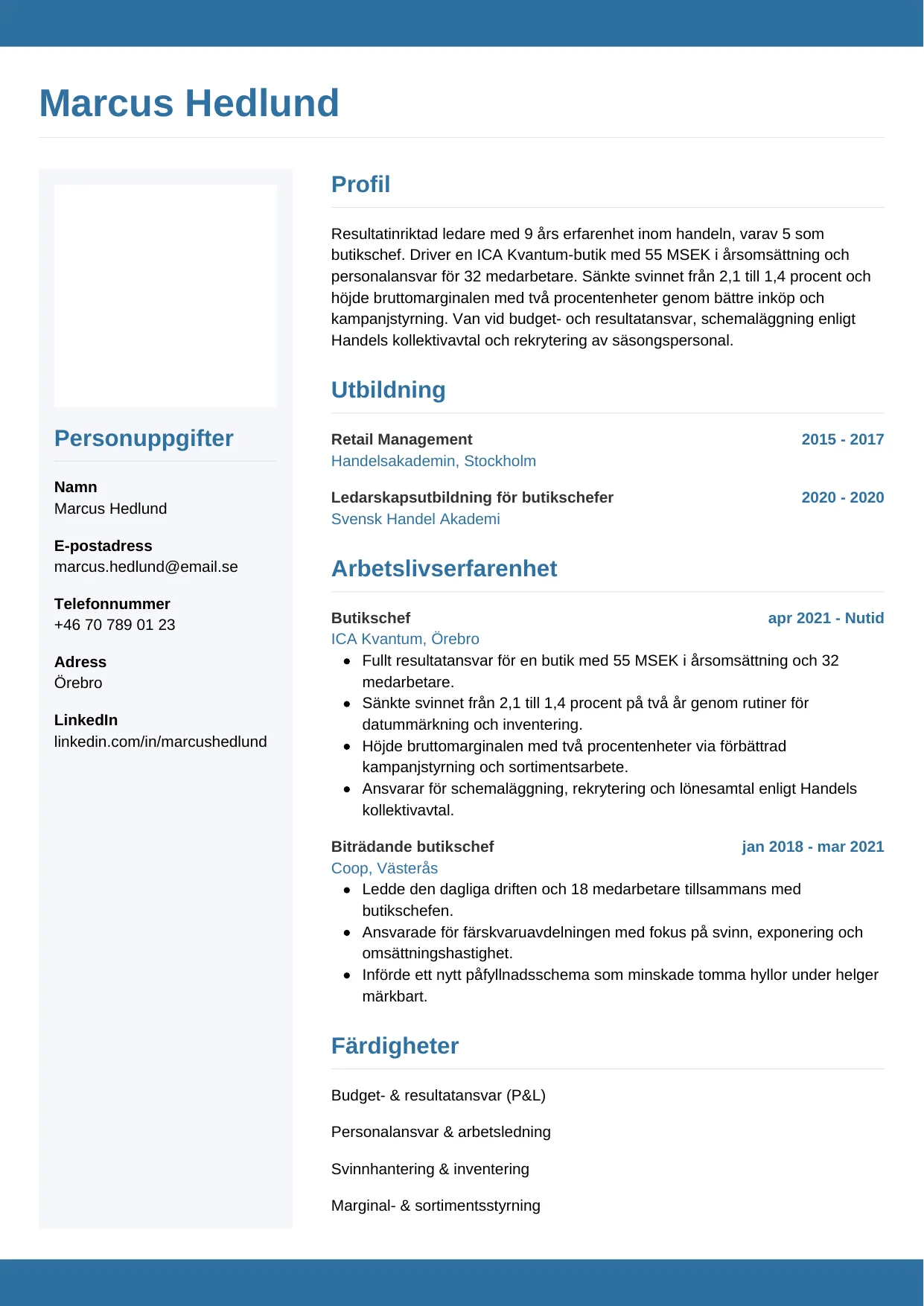 CV-mall Horisontell — gratis CV-mall för din ansökan