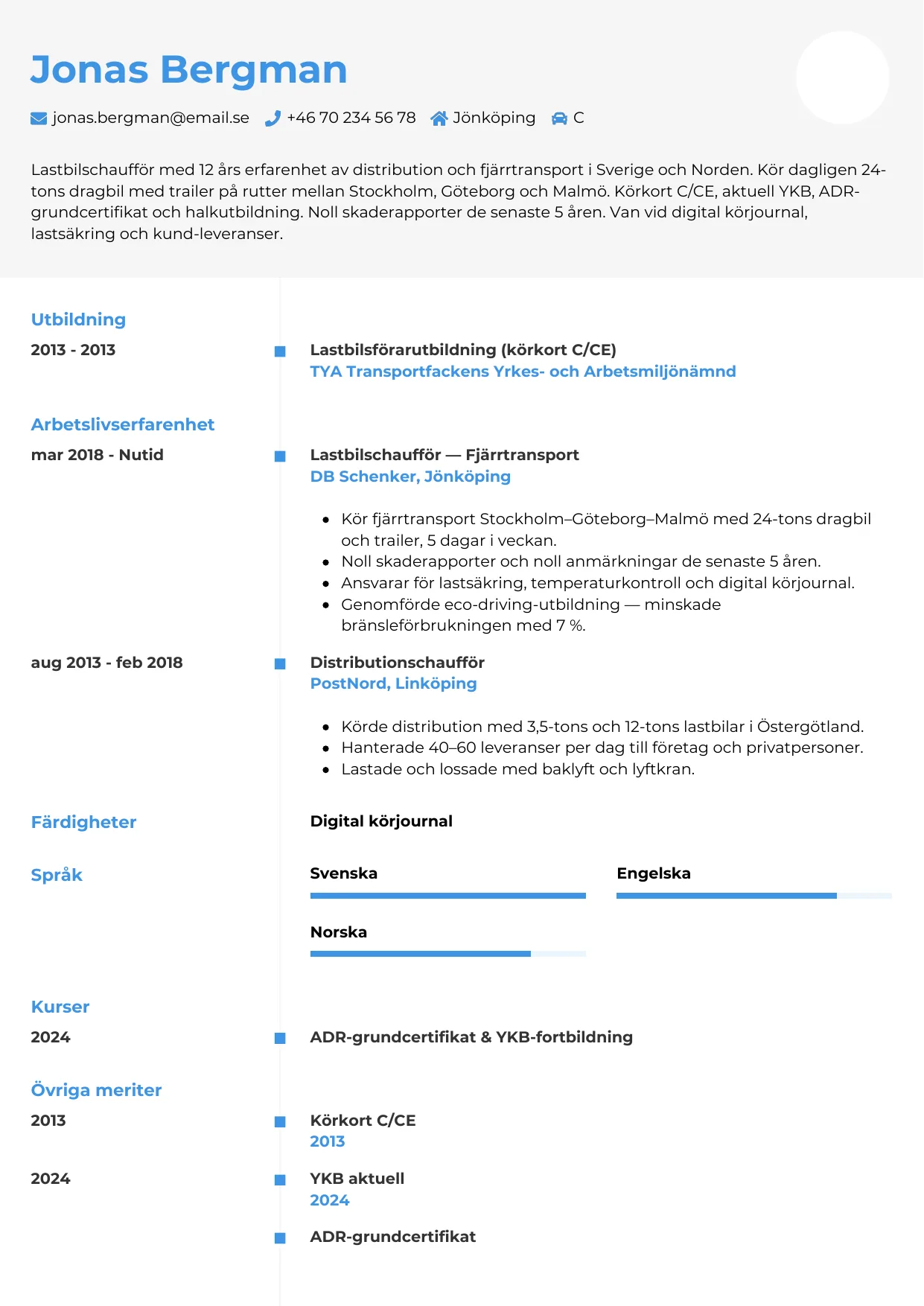 CV-mall Chrono — gratis CV-mall för din ansökan