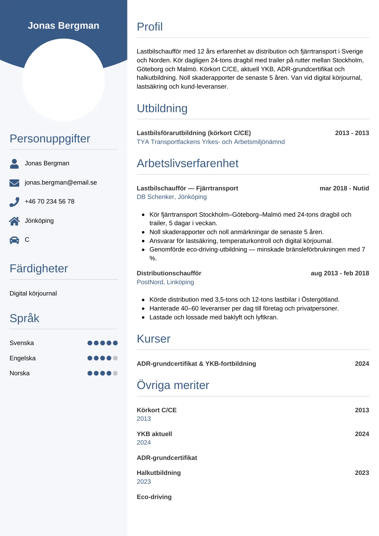 CV-mall Cirkulär — gratis CV-mall för din ansökan