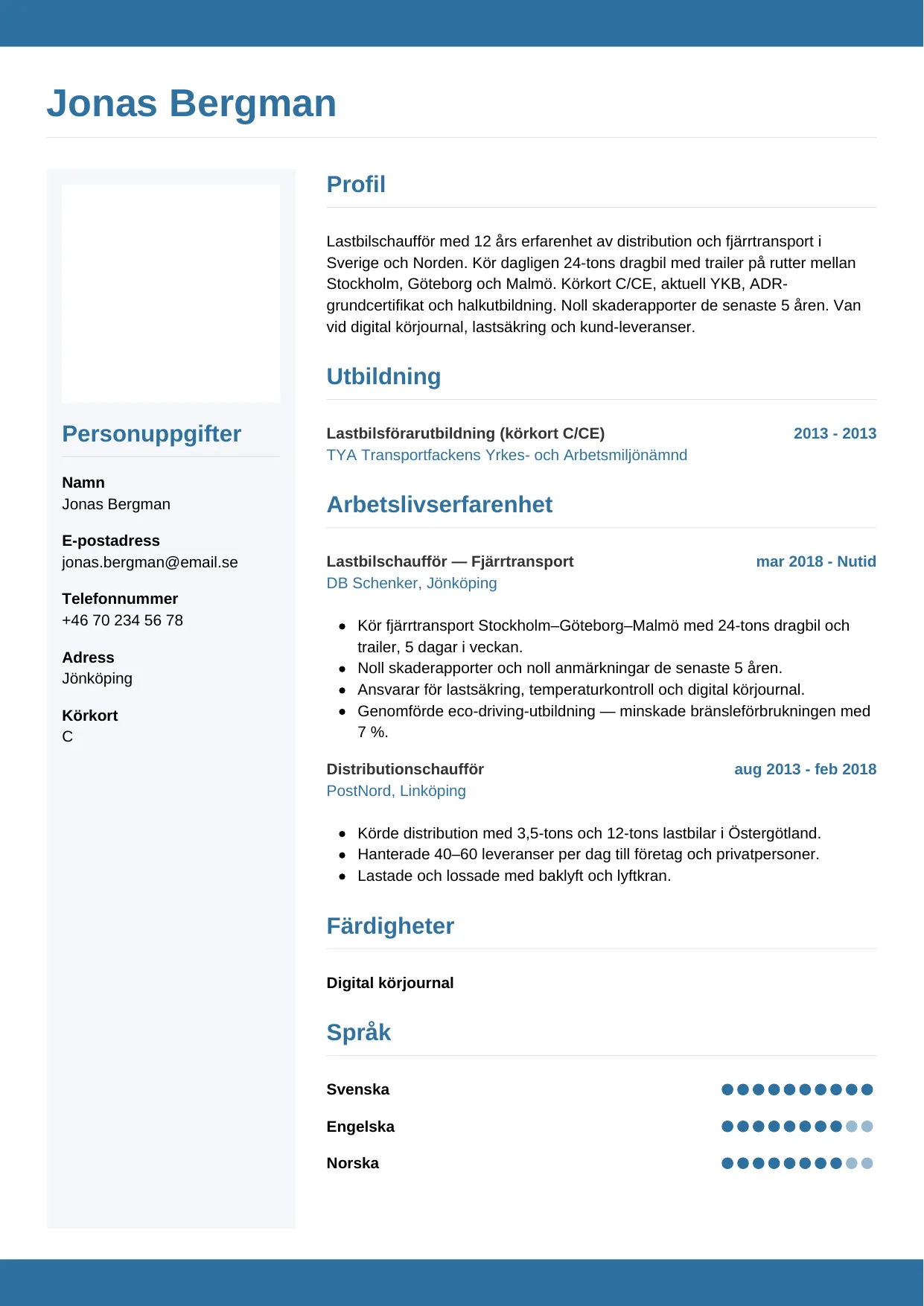 CV-mall Horisontell — gratis CV-mall för din ansökan