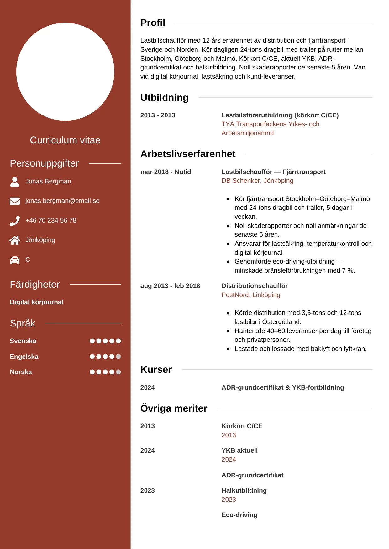 CV-mall Modern — gratis CV-mall för din ansökan
