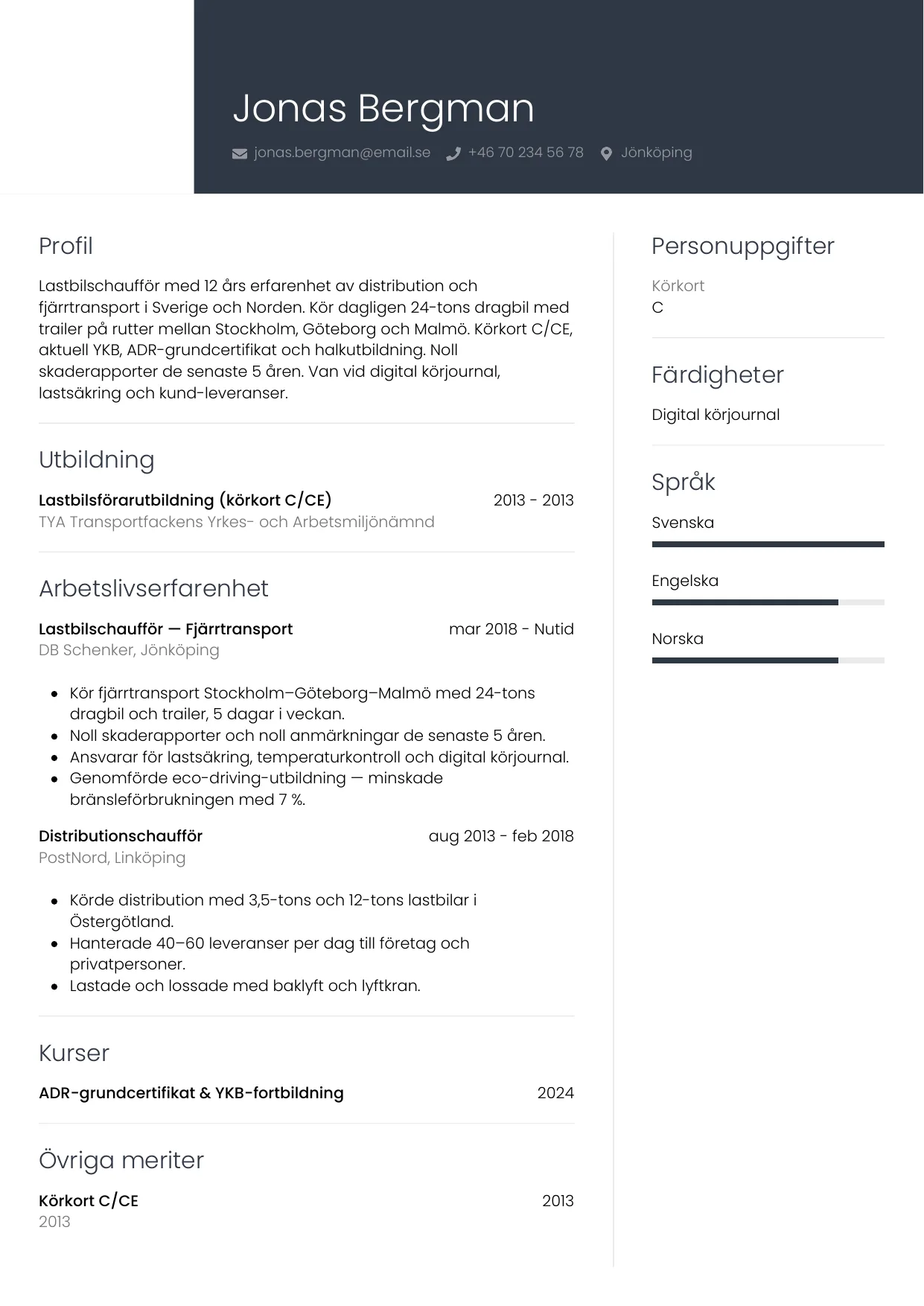 CV-mall Professionell — gratis CV-mall för din ansökan