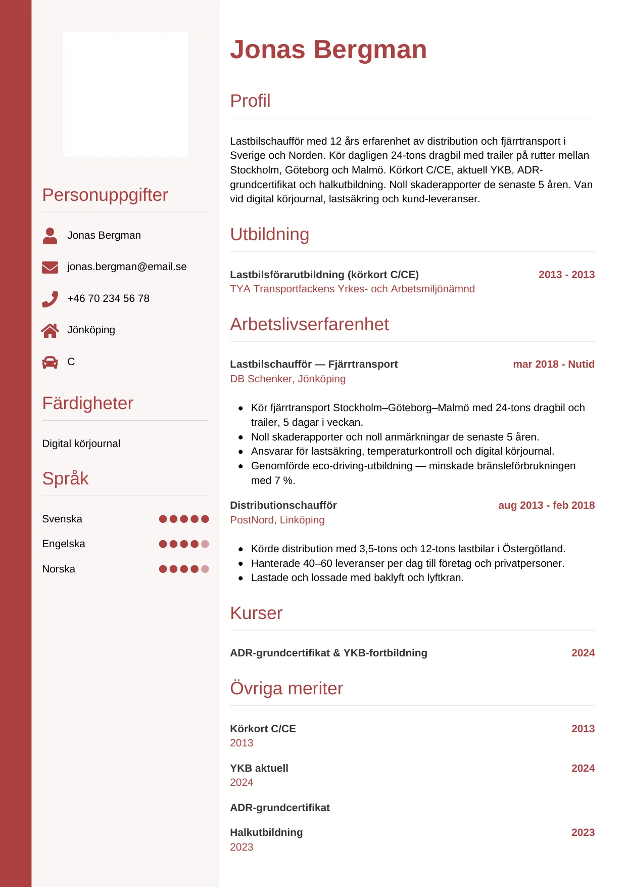 CV-mall Vertikal — gratis CV-mall för din ansökan
