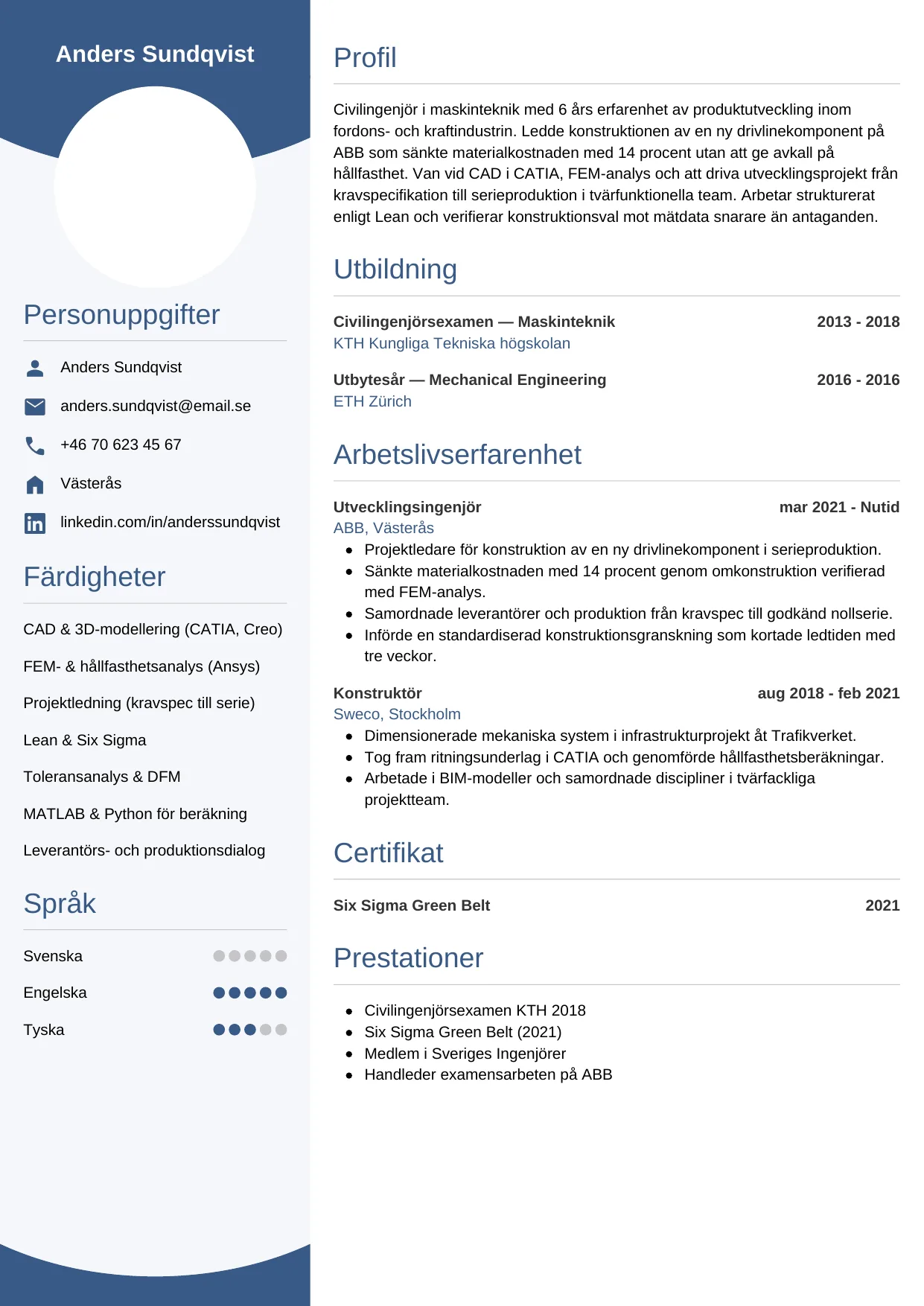 CV-mall Cirkulär — gratis CV-mall för din ansökan
