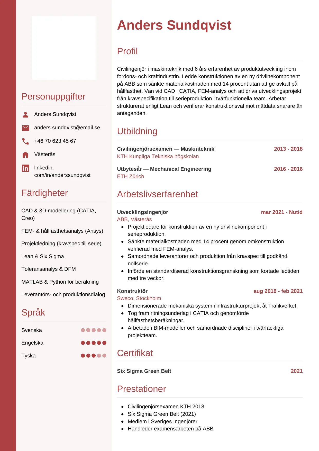 CV-mall Vertikal — gratis CV-mall för din ansökan