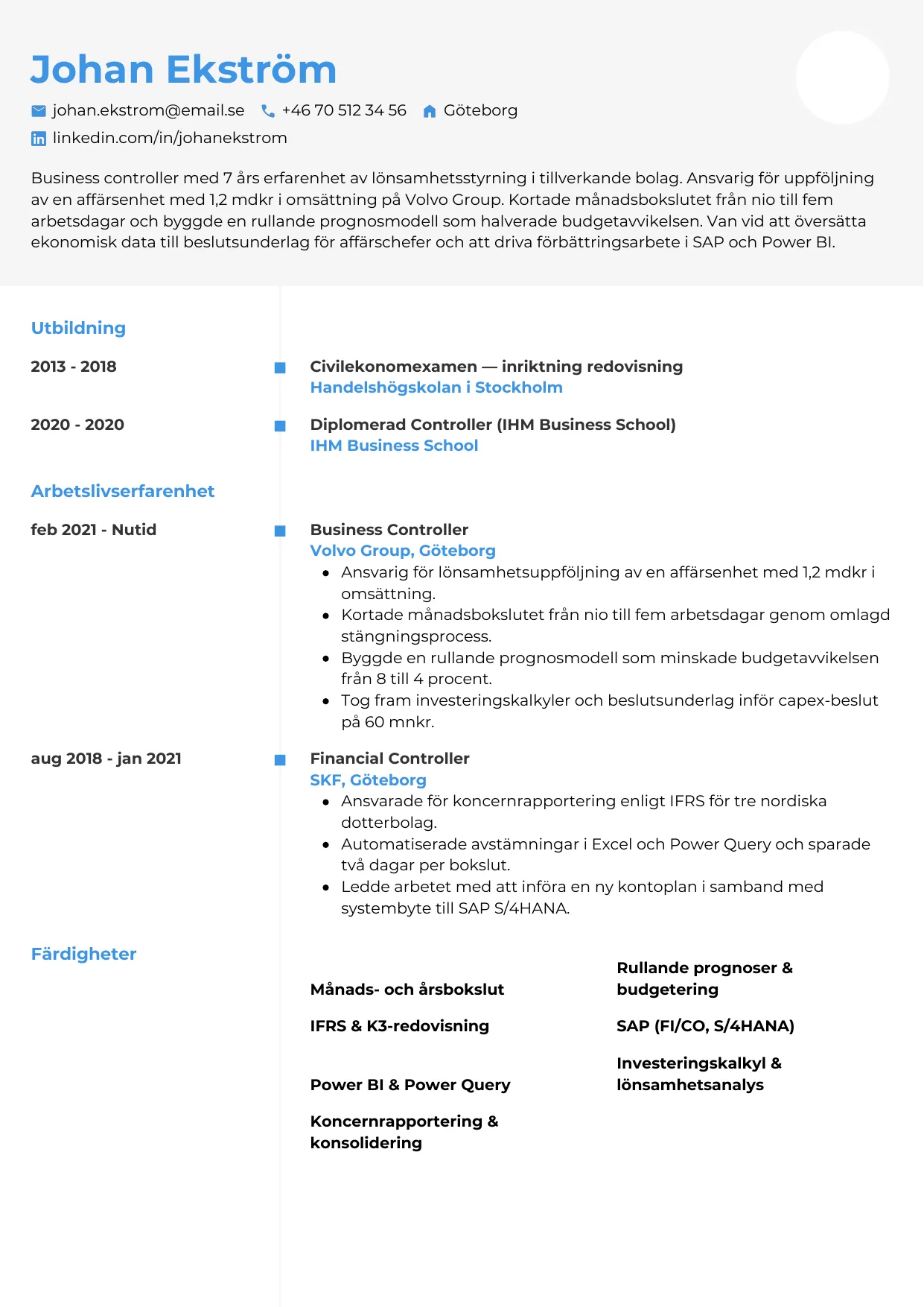CV-mall Chrono — gratis CV-mall för din ansökan
