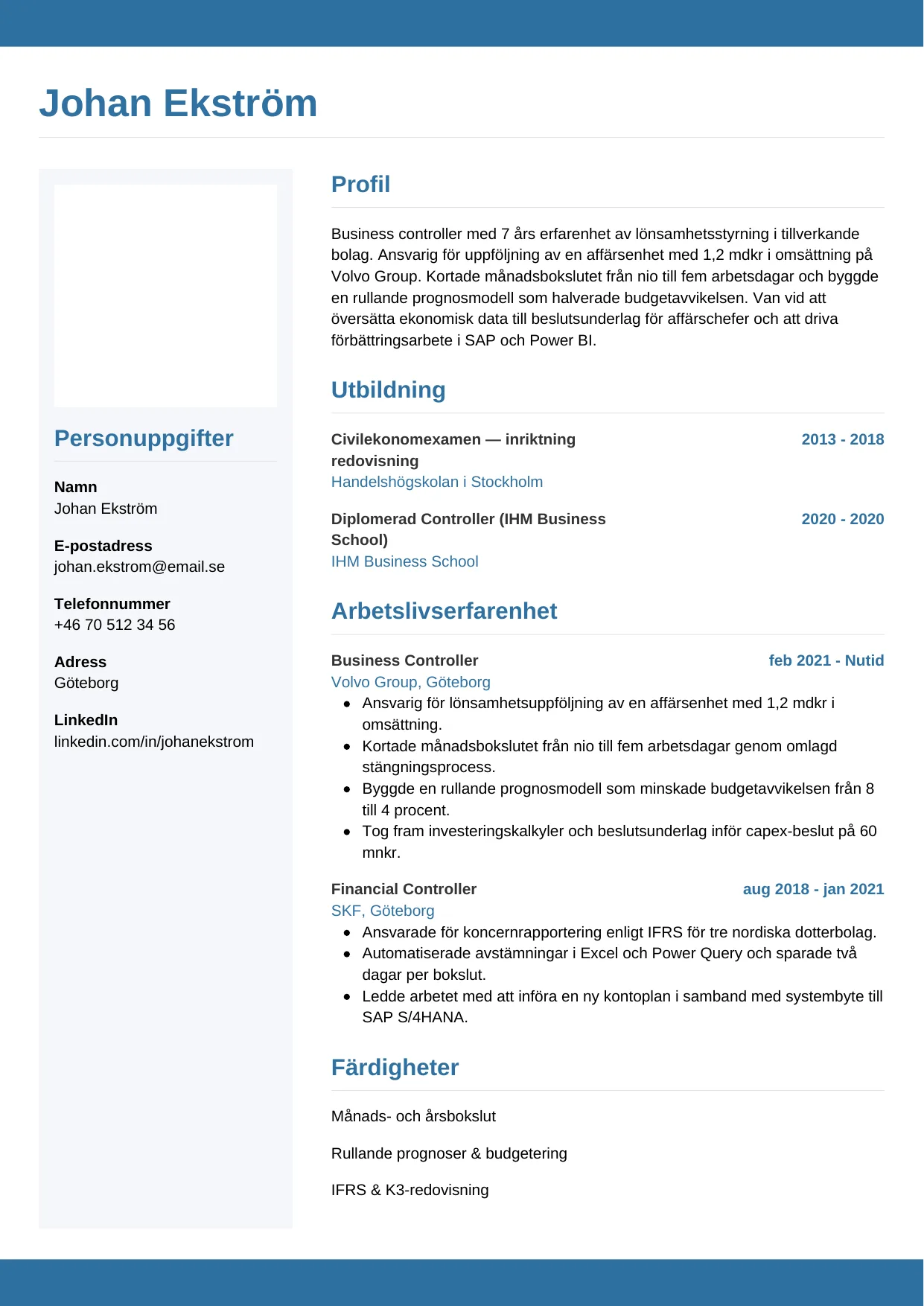 CV-mall Horisontell — gratis CV-mall för din ansökan