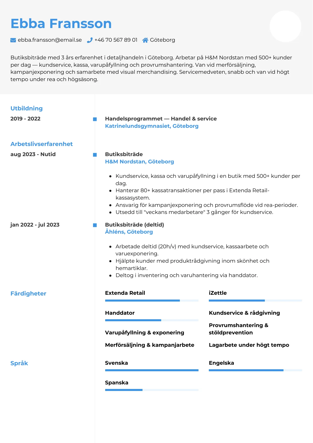 CV-mall Chrono — gratis CV-mall för din ansökan