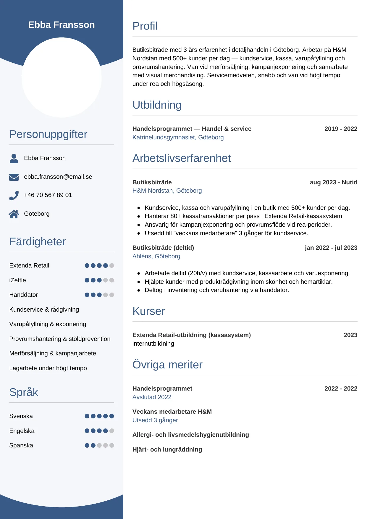 CV-mall Cirkulär — gratis CV-mall för din ansökan