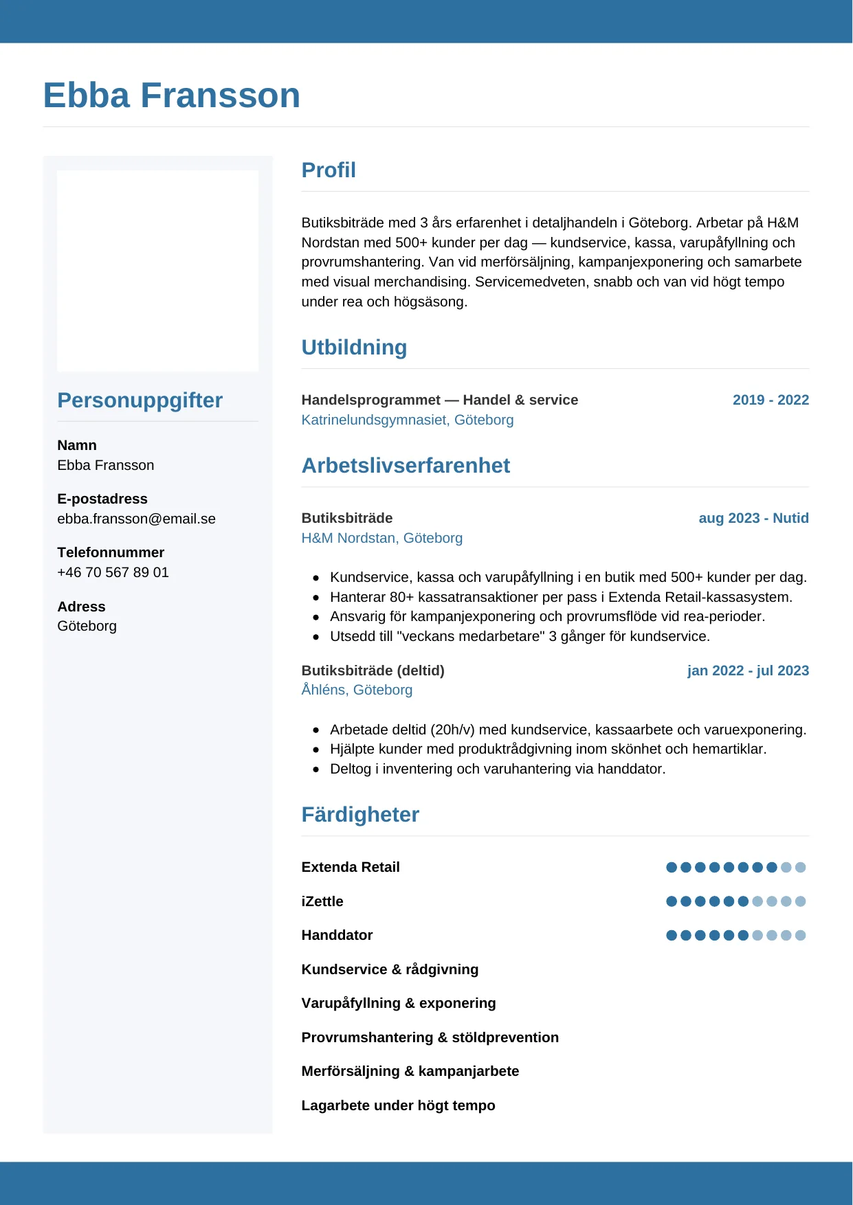 CV-mall Horisontell — gratis CV-mall för din ansökan