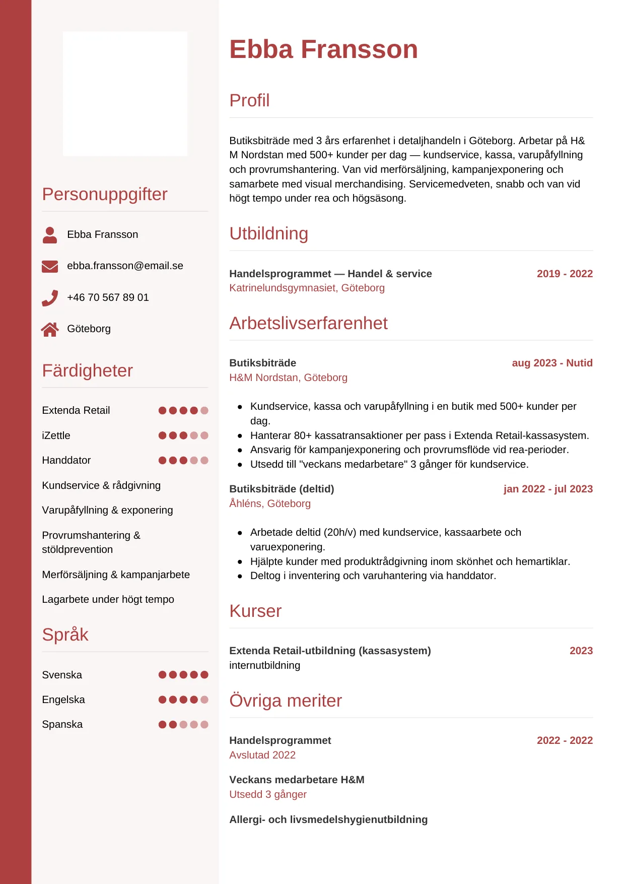 CV-mall Vertikal — gratis CV-mall för din ansökan