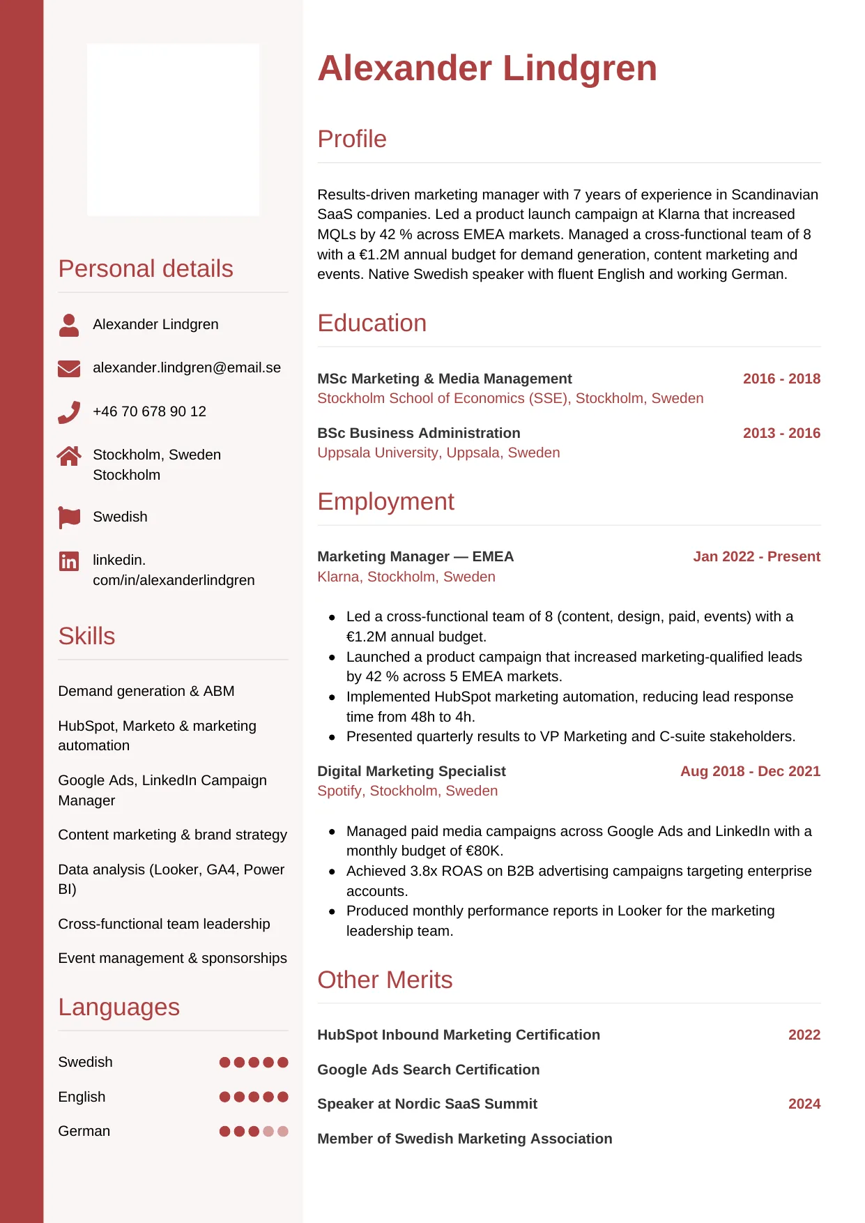 CV-mall Vertikal — gratis CV-mall för din ansökan