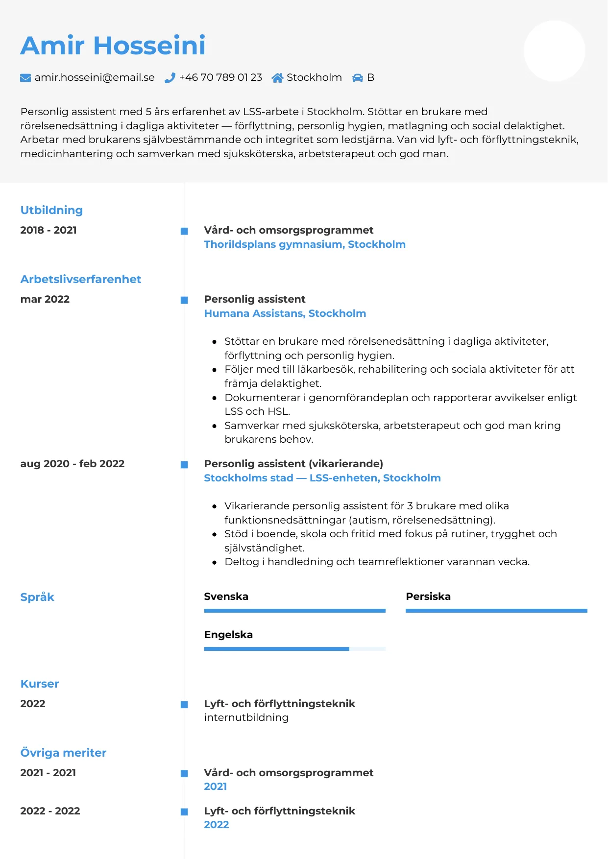 CV-mall Chrono — gratis CV-mall för din ansökan