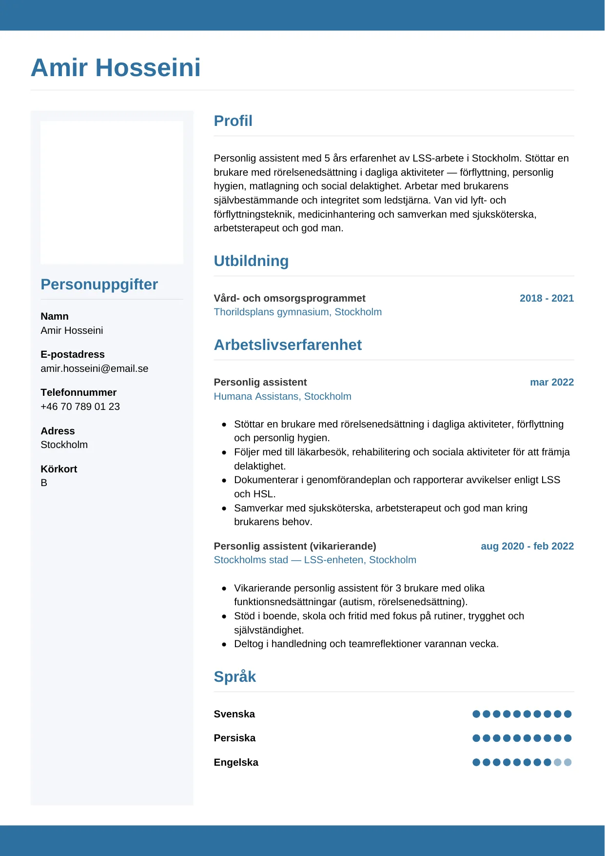 CV-mall Horisontell — gratis CV-mall för din ansökan